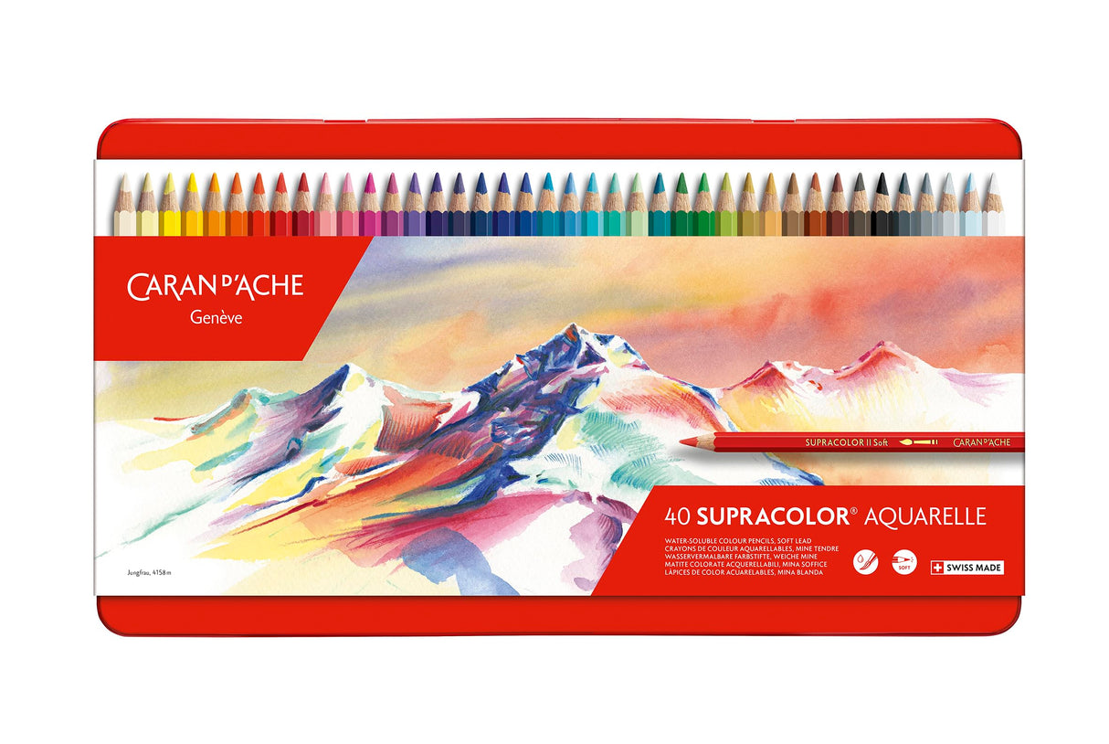Caran d-Ache SUPRACOLOR Soft Aquarelle 40 - Lápiz de color (Multicolor, Rojo) 599 grams