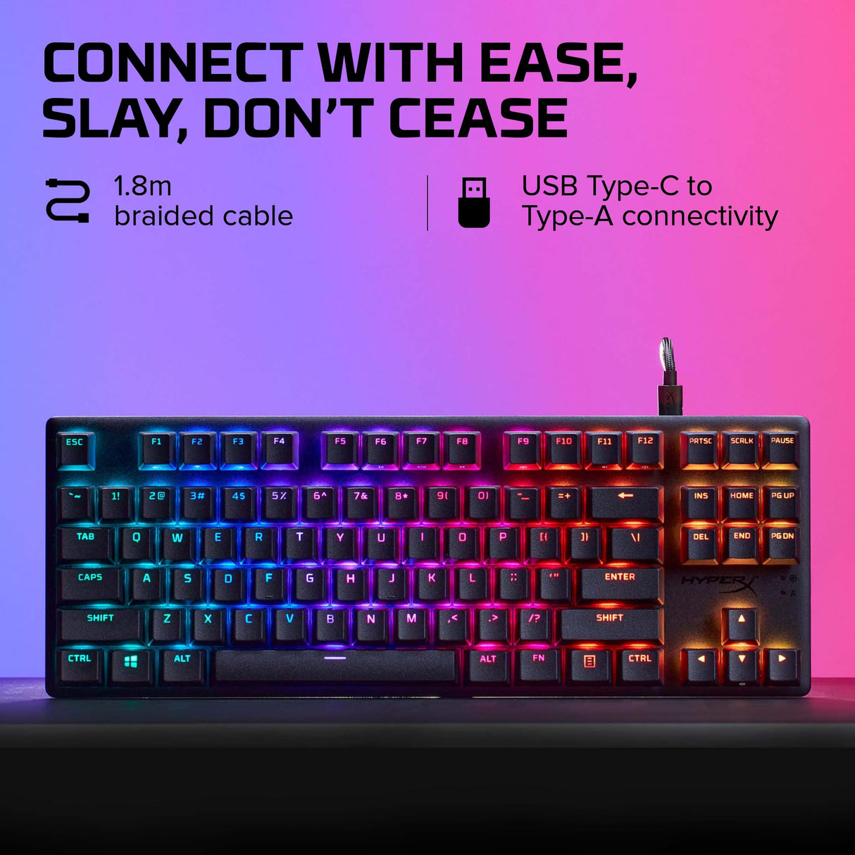 HyperX Alloy Origins Core PBT - Teclado mecánico para Juegos TKL, Teclas PBT, iluminación RGB, Compacto, Cuerpo de Aluminio, Personalizable NGENUITY, Memoria integrada, Interruptor Rojo
