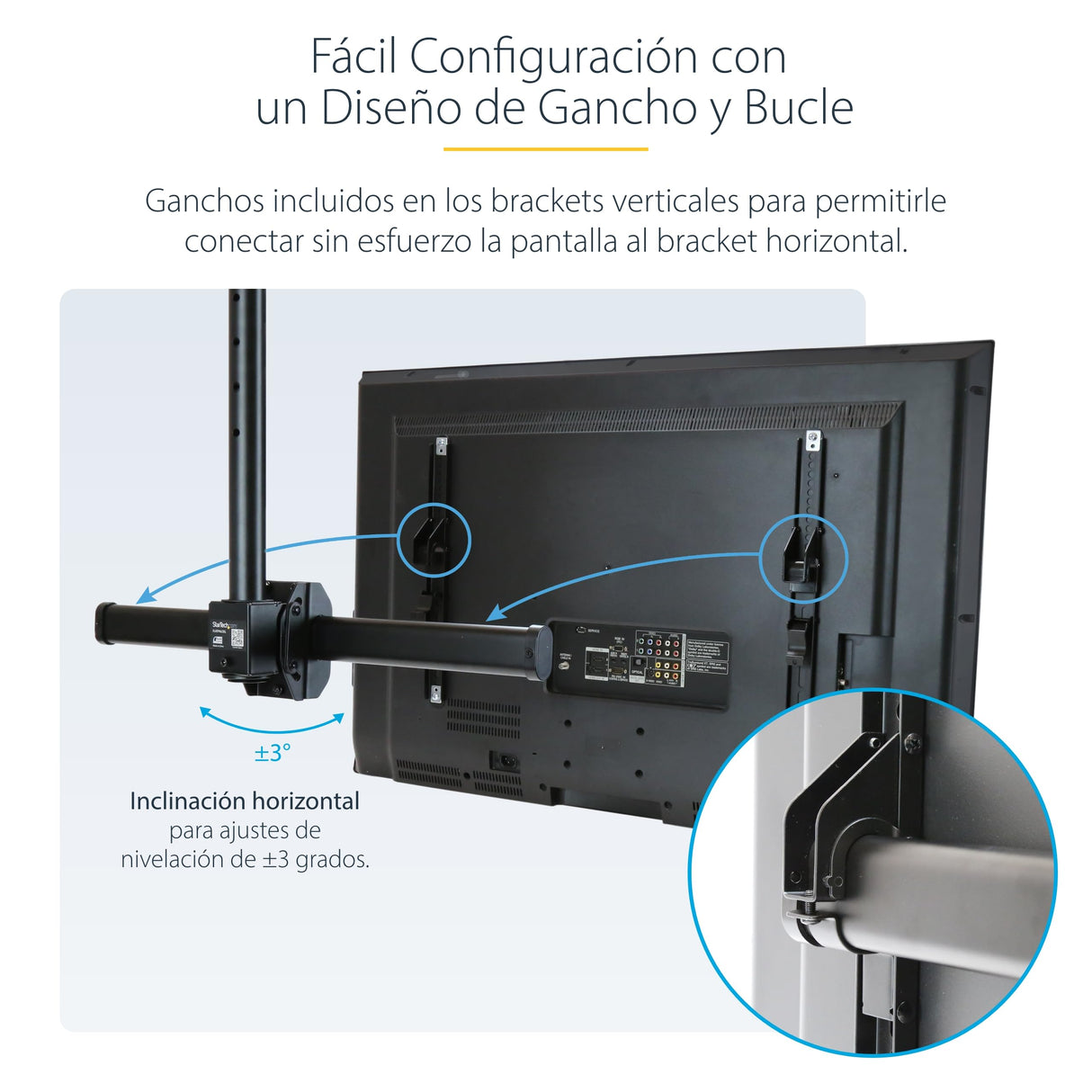StarTech.com Soporte de Techo VESA para Montaje de Pantallas y TV de 32 a 75 Pulgadas con Mástil de hasta 3m - Ajustable
