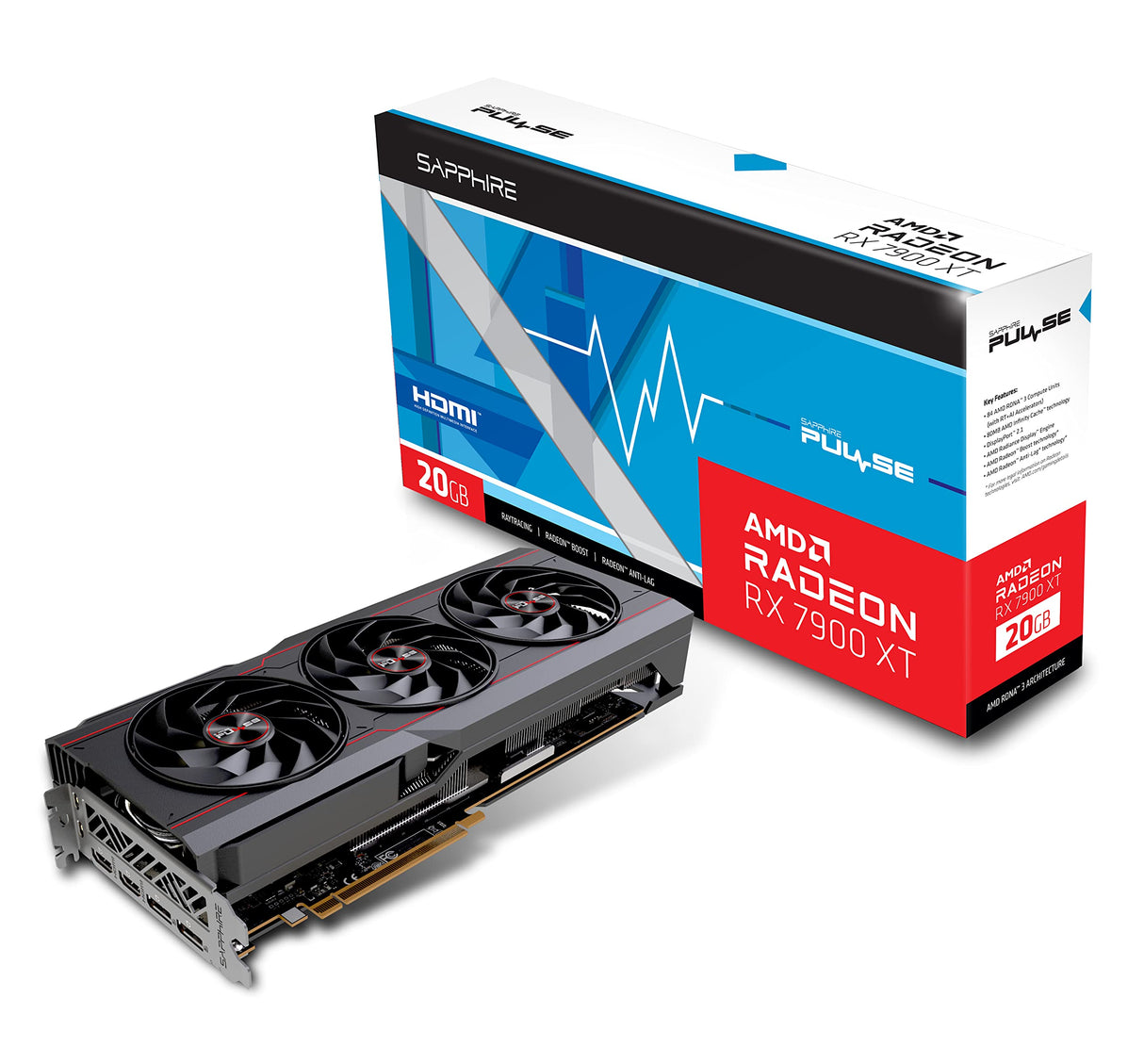 Sapphire 11323-02-20G Pulse AMD Radeon RX 7900 XT Tarjeta gráfica para Juegos con 20GB GDDR6, AMD RDNA 3