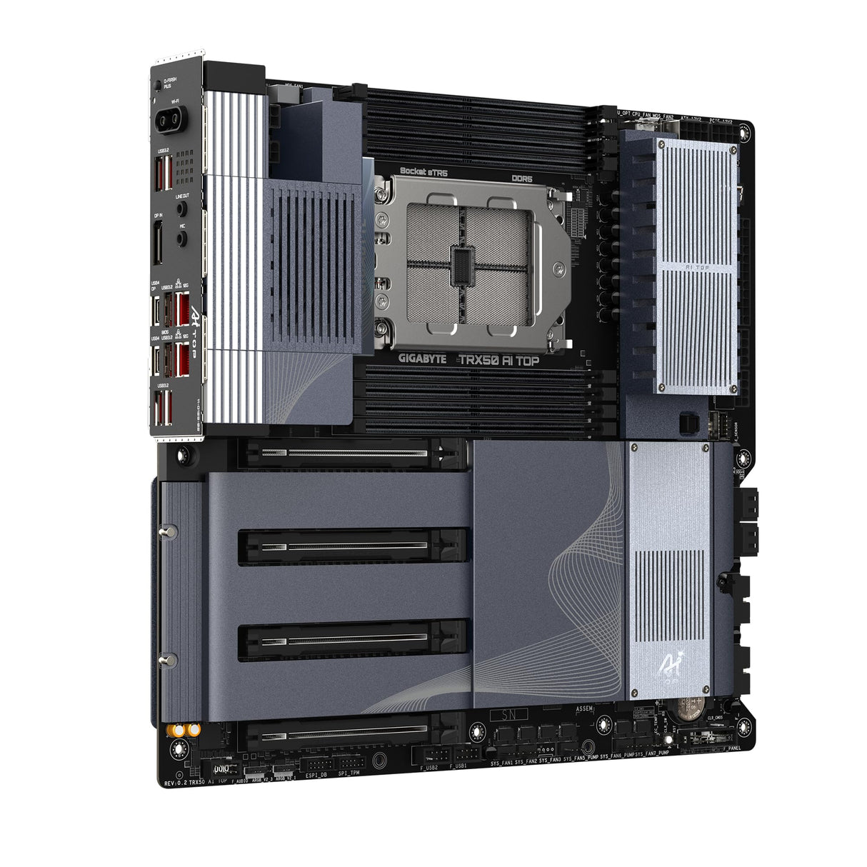 GIGABYTE TRX50 AI TOP - Prend en charge les processeurs AMD Ryzen PRO 7000, VRM numérique 16 8 4 phases, jusqu'à