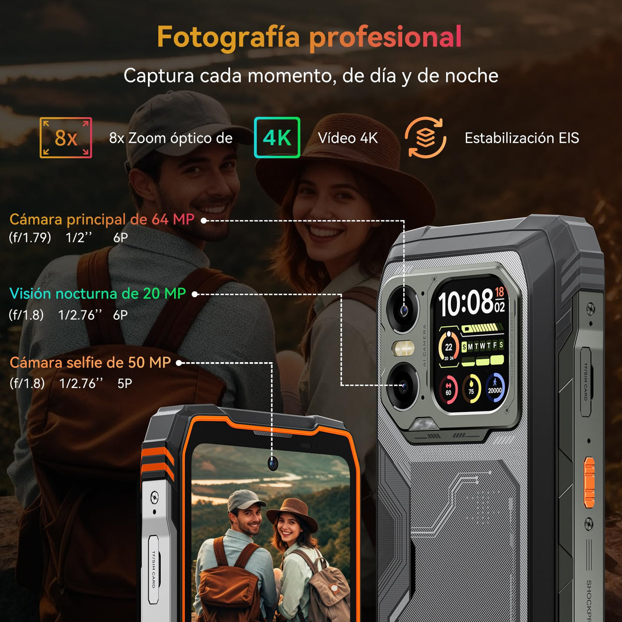 Blackview XPLORE 1 WT Movil Irrompible 5G, 20000mAh Movil Indestructible, 48GB+512GB, 6,78" FHD+ & 2,01" 120Hz Android 15 IP69K, 64MP+50MP+20MP, NFC/OTG/GPS/AI
