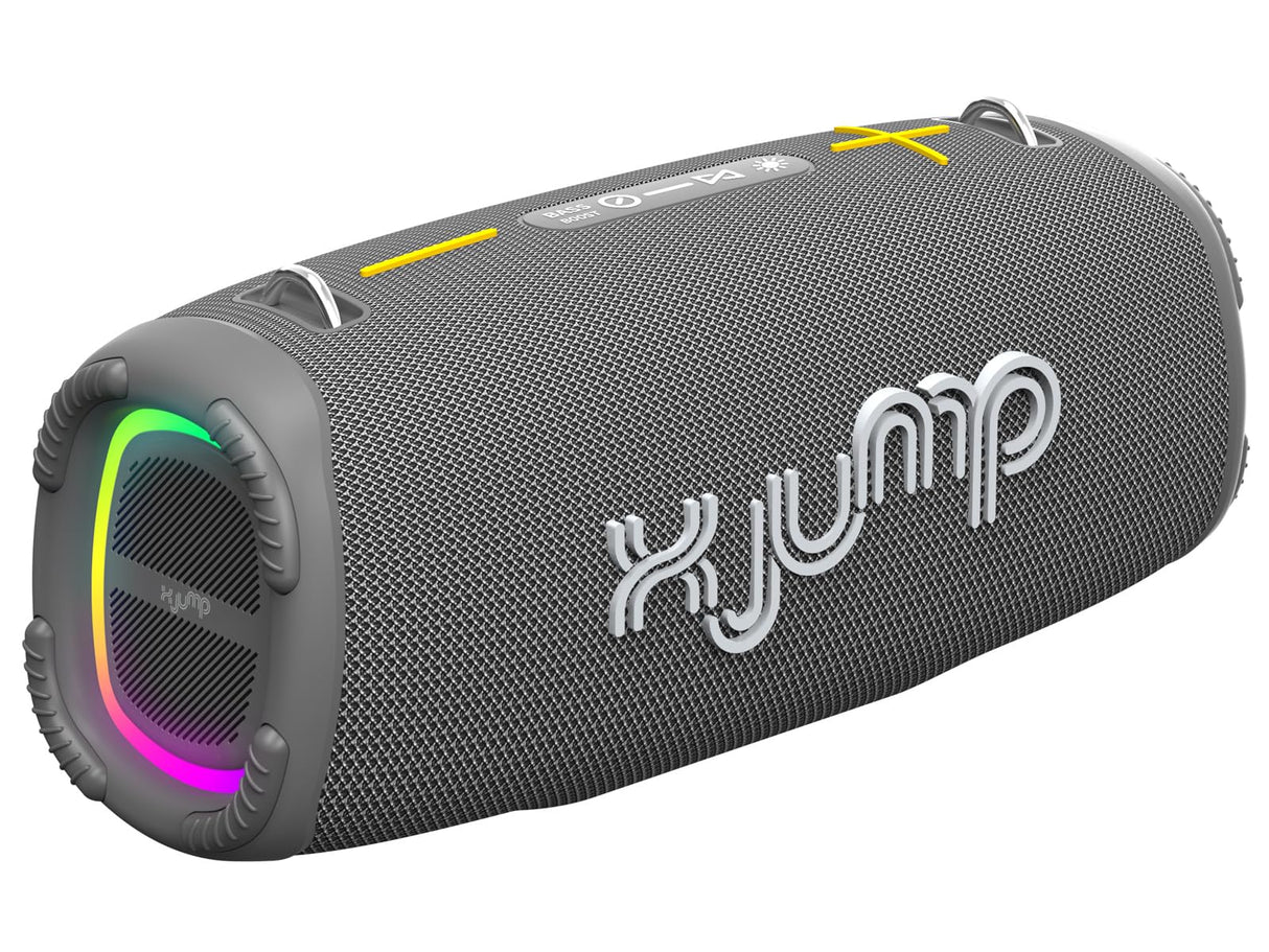 X Jump XJ 200 - Altavoz portátil Amplificado de 90 W, Alto Rendimiento, Bluetooth, función TWS, USB, AUX-IN, micrófono Incorporado, Altavoz Resistente al Agua IPX5, Gris