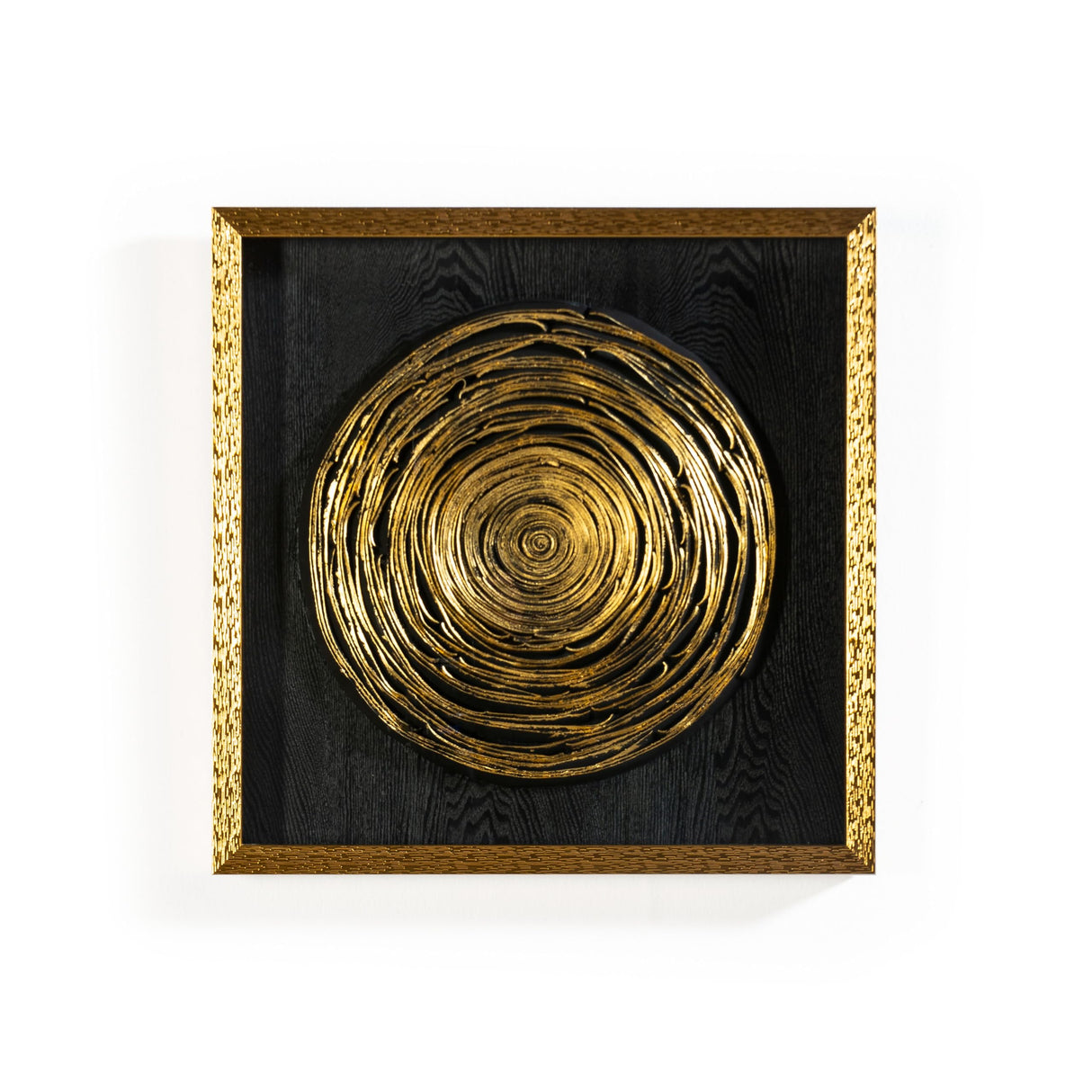 CUADRO 60X5X60 MADERA/ARCILLA DORADO