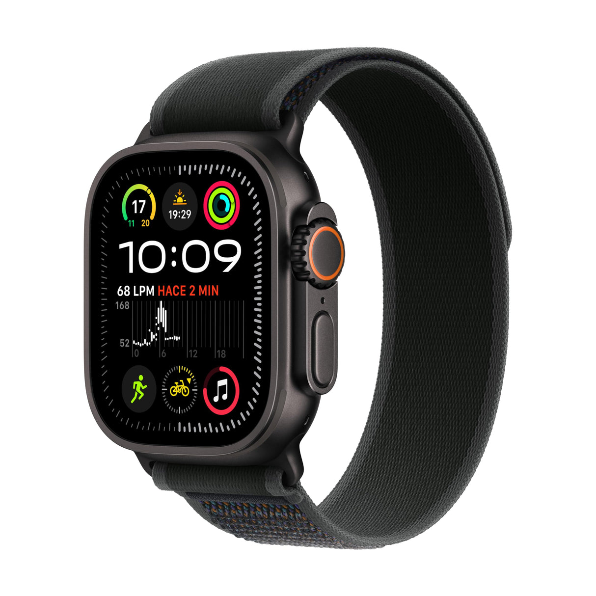 Apple Watch Ultra 2 GPS + Cellular Smartwatch, Reloj Deportivo con Caja de Titanio Negro Resistente de 49 mm y Correa Loop Trail Negro - Talla S/M. Monitor de entreno y Neutro en Carbono