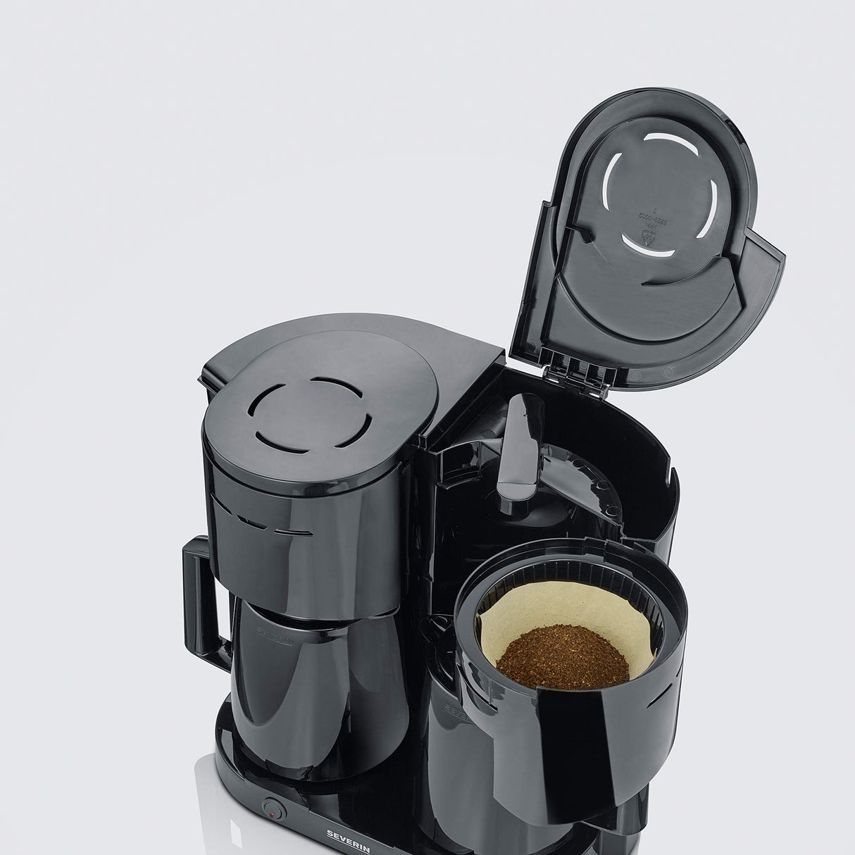 SEVERIN - Cafetera de goteo Duo hasta 16 tazas, Cafetera de filtro compacta / Cafetera americana con 2 jarras termo, Con Desconexión Automática, Negro, KA 9315