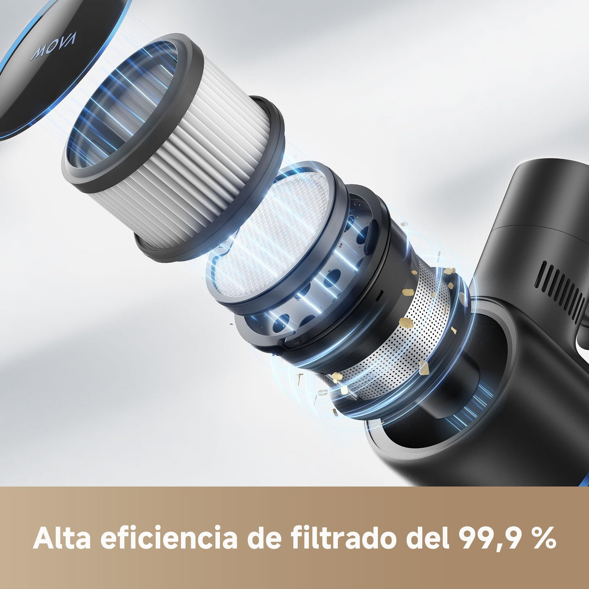 Mova S4 Detect Aspirador de mango inalámbrico con potente potencia de succión de 150 AW, tiempo de funcionamiento máximo de 90 minutos, un cepillo multisuperficie OptiInsight