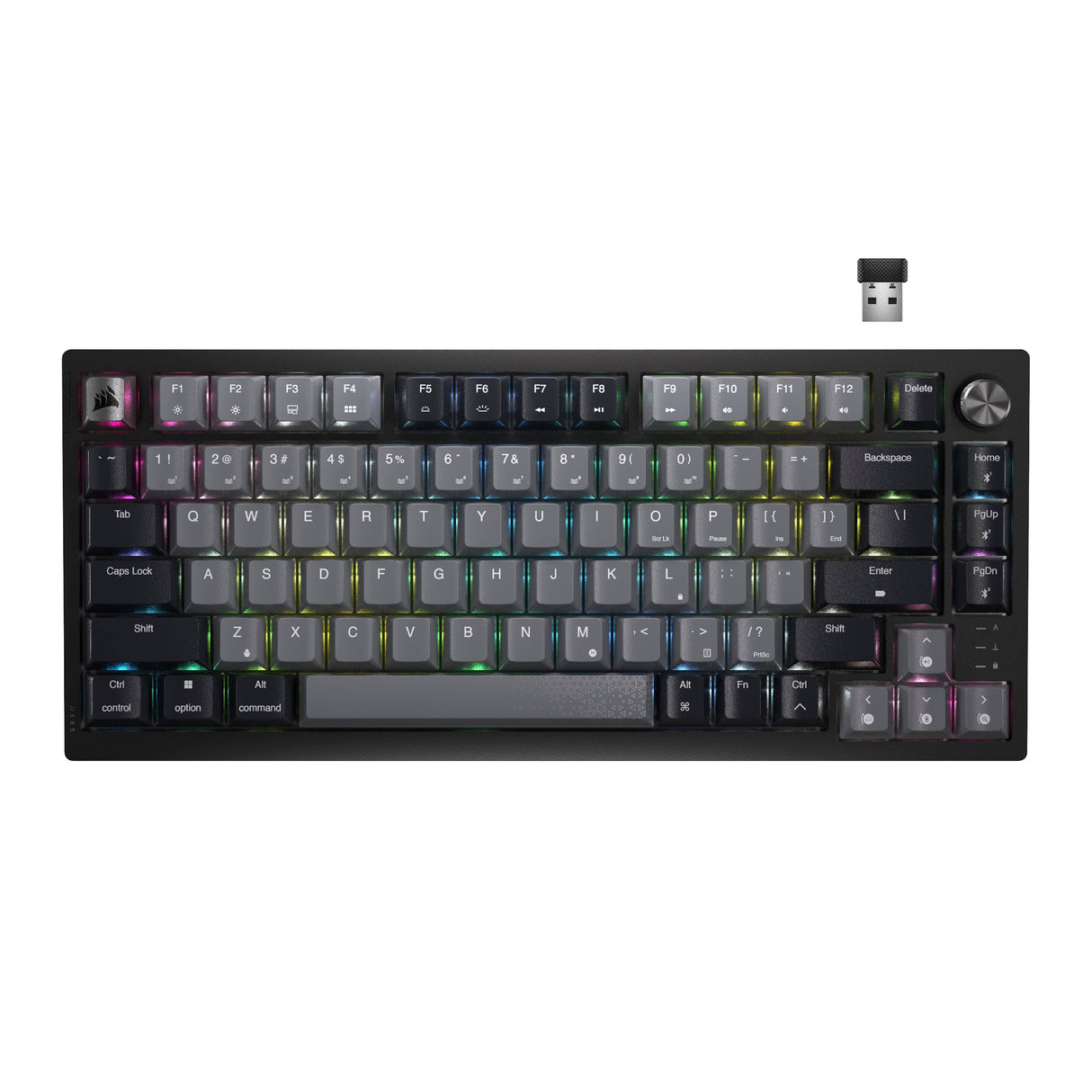 Corsair K65 Plus Wireless 75% RGB Teclado mecánico para Juegos Intercambiable en Caliente - Interruptores lineales Rojos MLX prelubricados - Supresión de Ruido de Doble Capa - Teclas PBT -
