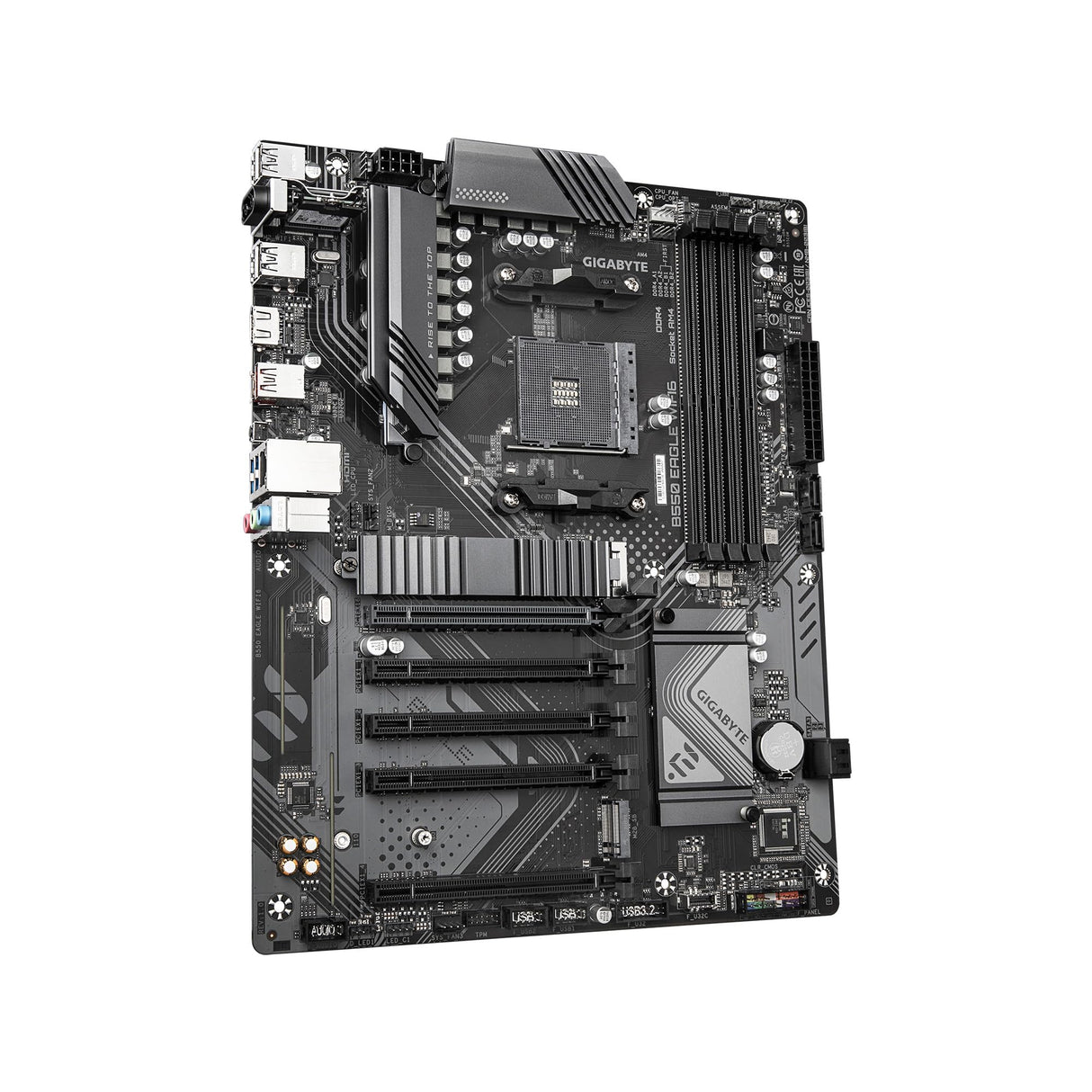 GIGABYTE B550 Eagle WIFI6 Placa Base - Procesadores AMD Ryzen Serie 5000 G, VRM de 10+3+1 Fases, hasta 3200 MHz DDR4, 1xPCIe 4.0 + 1xPCIe 3.0 M.2, LAN 1GbE, WiFi 6, USB 3.2 Gen 2