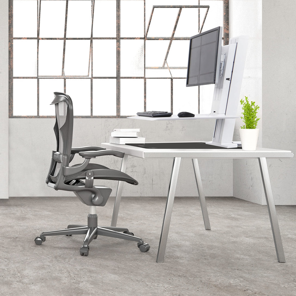 Ergotron 33-407-062 WorkFit-SR - Estación de Trabajo con Doble Soporte, Color Blanco, Aluminio