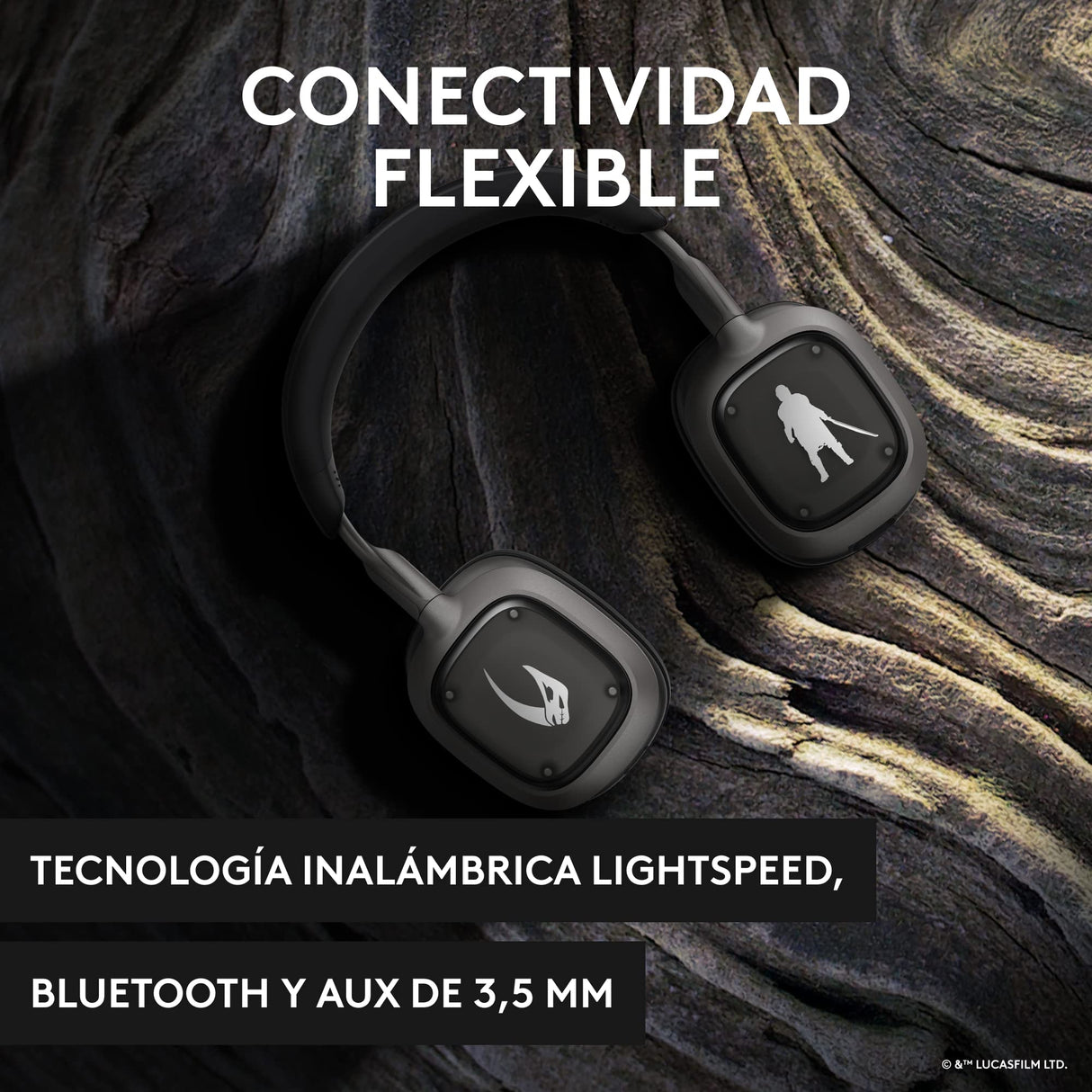 Logitech G Astro A30 Lightspeed Auriculares Inalámbricos para Gaming para PS5, Bluetooth, Mic Integrado y Desmontable, USB-C, para Playstation, Nintendo Switch, PC, The Mandalorian Edition, Plata