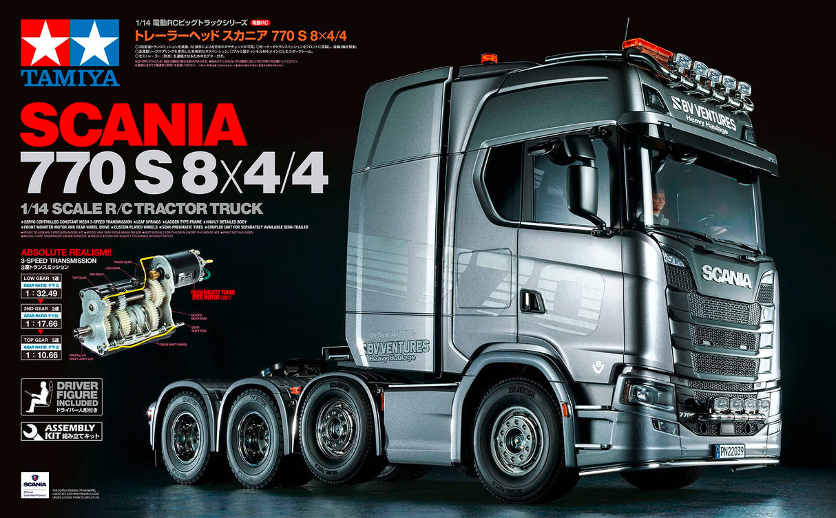 Tamiya 56371 1:14 RC Scania 770S 8x4/4 - Kit para Montar, camión RC, Control Remoto, camión, camión, Juguete de construcción, modelismo, Bricolaje, sin Pintar