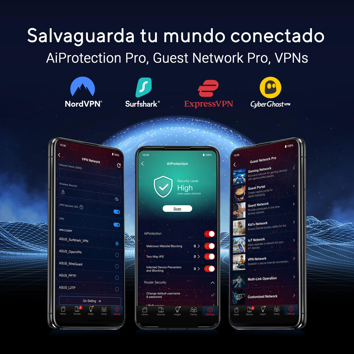 ASUS ROG Rapture GT-BE19000 - Router Gaming WiFi 7 tribanda (802.11be), 320 MHz y 4096-QAM, MLO, Dos Puertos 10G, AI WAN, Gaming Network, Aura RGB, AiMesh, Seguridad de Red, VPN, Guest Network Pro