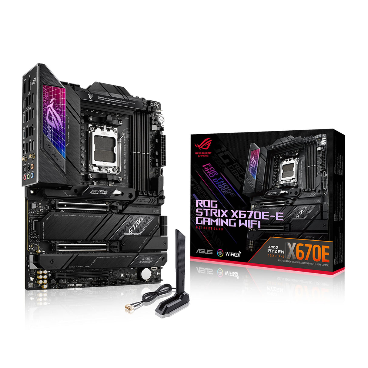 ASUS ROG Strix X670E-E Gaming - Placa Base ATX (AMD Ryzen AM5, VRM de 18 + 2 Fases, DDR5, 4 Ranuras M.2 con disipadores térmicos, PCIe 5.0, USB 3.2 Gen 2 x 2, AI Cooling II y Aura Sync)