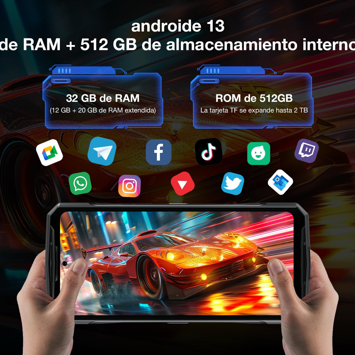 DOOGEE DK10 5G Movil Resistente 32GB + 512GB, Dimensity 8020 Teléfono Móvil 2.5K AMOLED 6.67" FHD+ 120Hz, Cámara Cuádruple 64+50MP, 5150mAh Batería con Carga Flash 120W, NFC WiFi6 OTG Huella Lateral