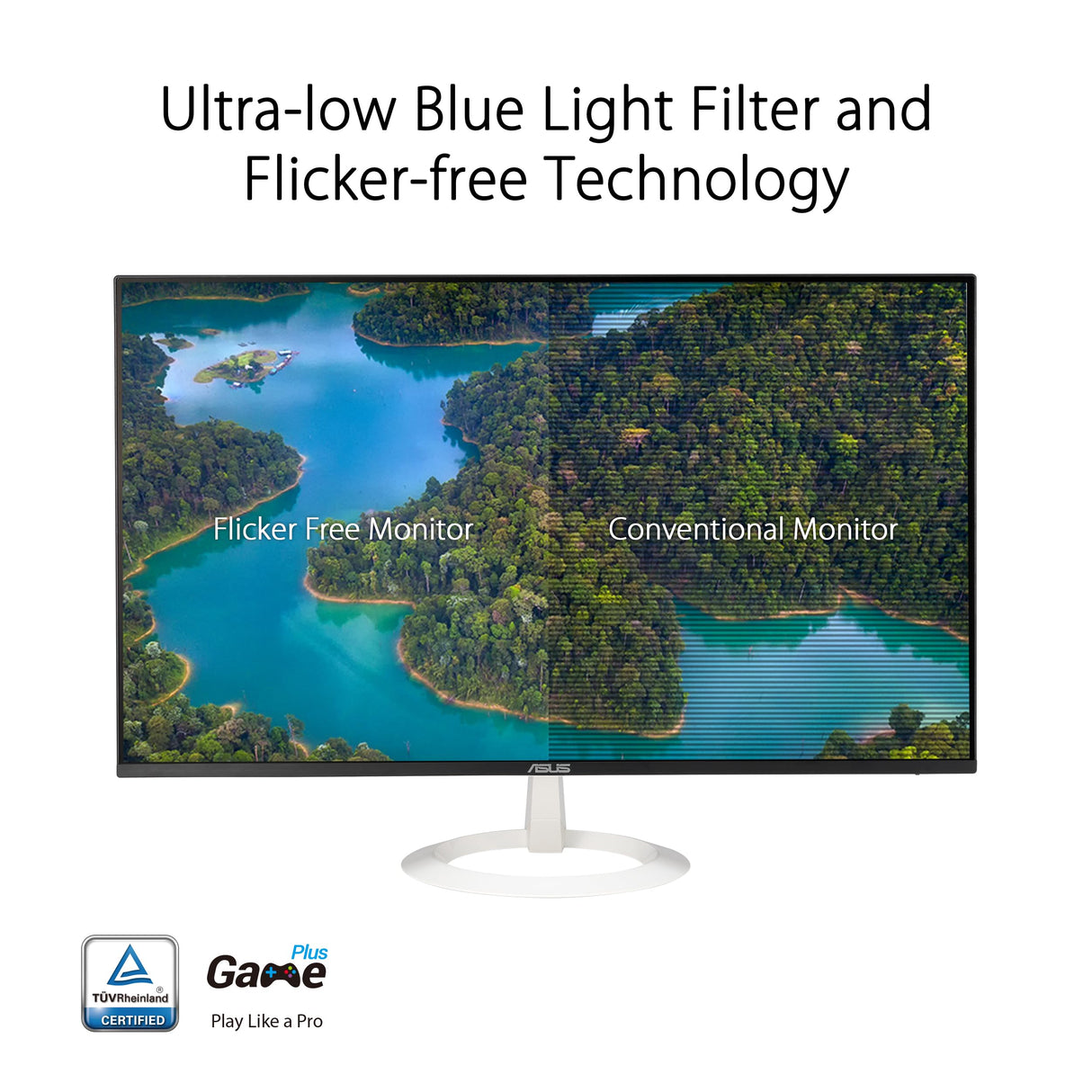 ASUS VZ27EHF-W Eye Care Monitor Gaming 27 pulgadas (IPS, Full HD, sin marcos, 100 Hz, sincronización adaptativa, 1 ms MPRT, HDMI, luz azul baja, sin parpadeos, montaje en pared)