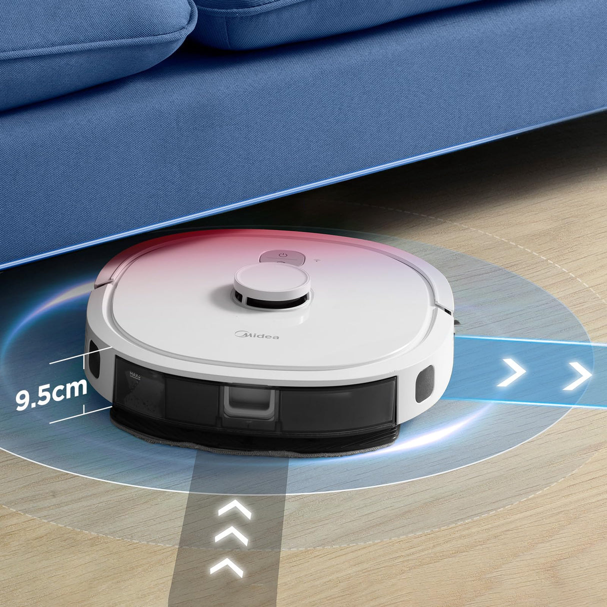 Midea M6 Robot Aspirador y Fregasuelos con Sistema Inteligente de Navegación LiDAR,Aspirador Robot,Autonomía 140 min,Potencia de Succión de 2000Pa,Control App,para Pelo de Mascotas y Suelos Duros