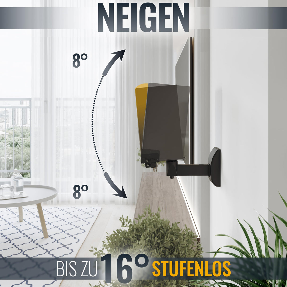 RICOO Soporte Altavoz para Pared (2 Piezas) Giratorio Inclinable Brazo para bafles Wall-Mount Universal LH051-B Negro
