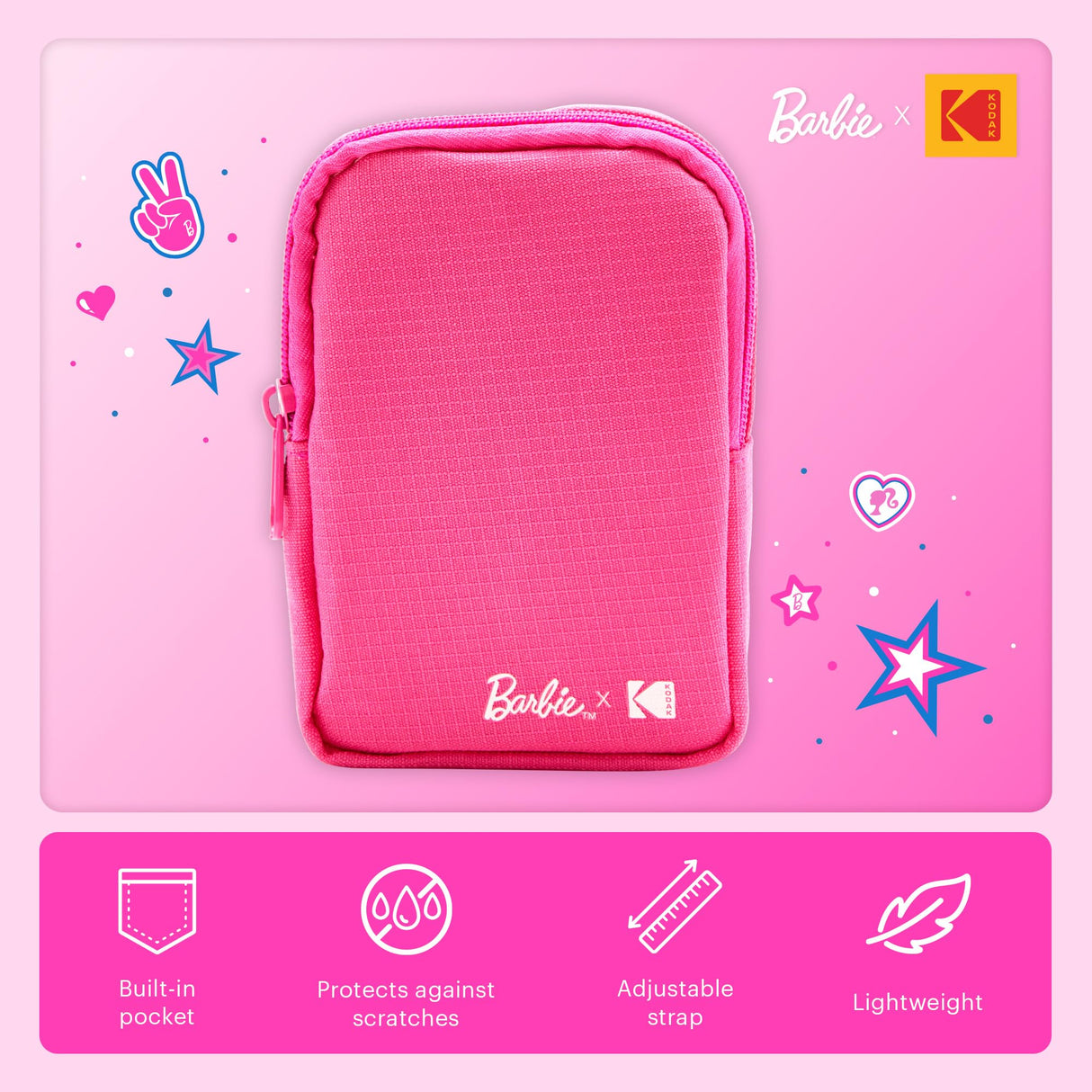 Kodak x Barbie Printomatic Cámara Instantánea Digital – Paquete Deluxe Estilo Icónico + Estuche Deluxe, Álbum de Fotos Barbie y Papel Zink (20 Hojas)