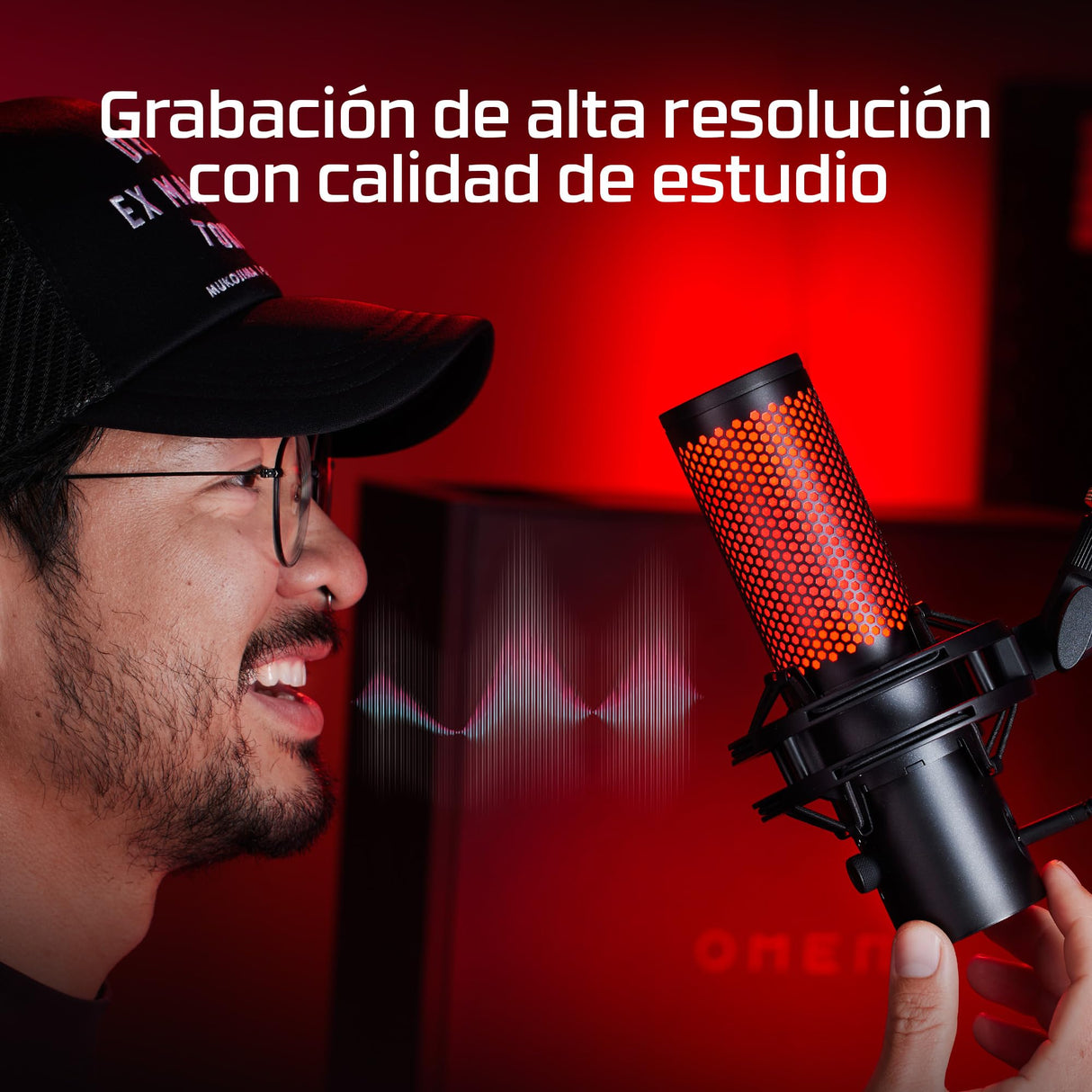 HyperX Quadcast 2 - Micrófono USB para gaming, streaming, podcast, cuatro patrones polares, controles, LED, antivibración, para PC, PS4, PS5 y Mac, Negro y Rojo