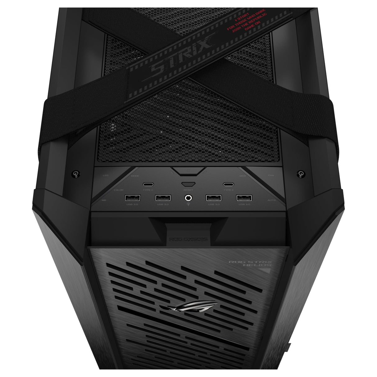 ASUS ROG Strix Helios II GX601S - Chassis EATX Gaming de Aluminio, diseño de Rejilla de Diamantes, 4 Ventiladores, gestión vertátil de Cables, Controlador ARGB, USB-C, Correas de Transporte - Negro
