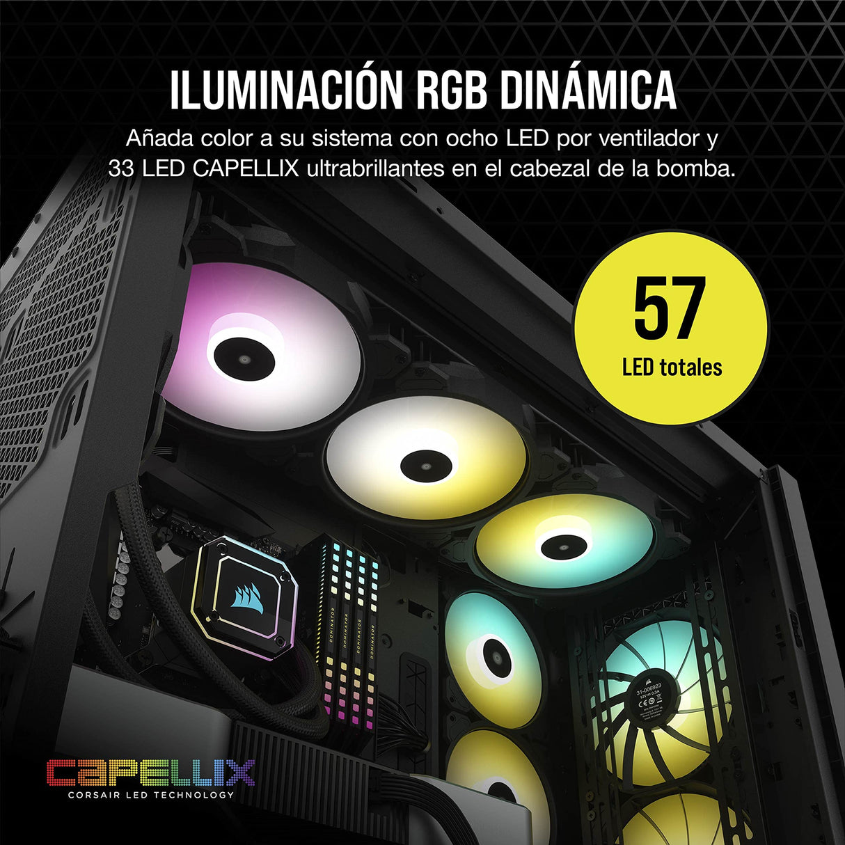 Corsair iCUE H170i ELITE CAPELLIX Refrigeración Líquida de CPU 33 LED RGB CAPELLIX Ultrabrillantes, Radiador 420mm, Tres Ventiladores PWM de Magnética de 140 mm, iCUE COMMANDER CORE Incluido Negro