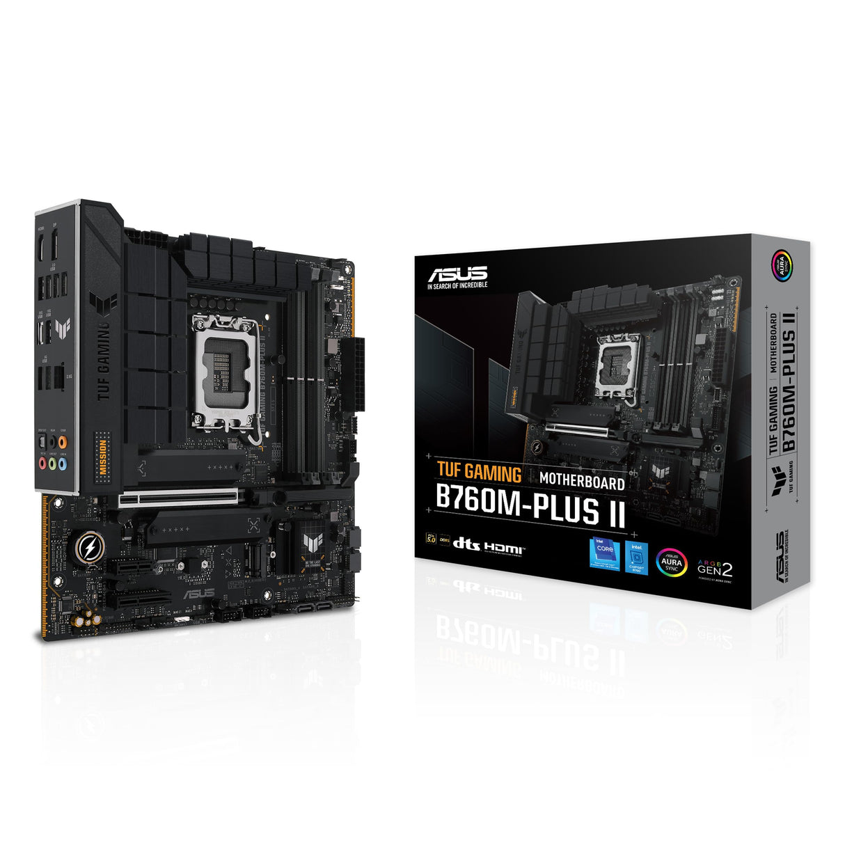 ASUS TUF Gaming B760M-PLUS II - Placa Base Intel B760 LGA 1700 mATX (PCIe 5.0, M.2 4.0, DDR5, 2.5Gb Ethernet, DP, HDMI, SATA 6 Gbps, USB Tipo-C, Thunderbolt (USB4), Aura Sync)
