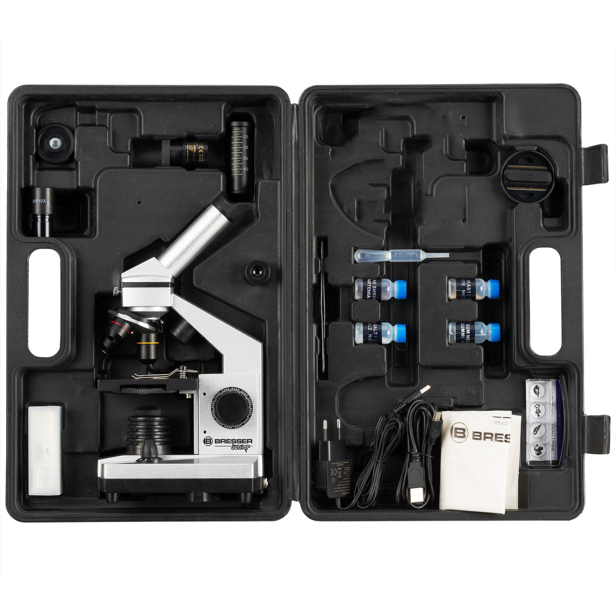 Bresser JUNIOR 40x-1024x Microscopio Set, negro, plata