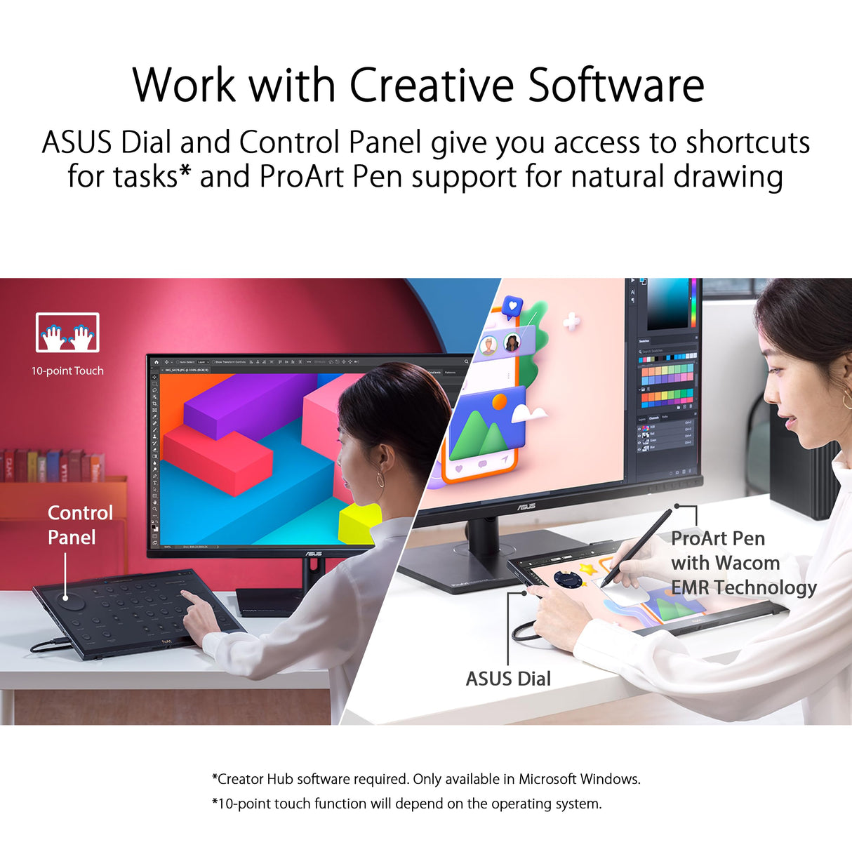 ASUS ProArt PA169CDV Pen Display Monitor, 15,6', IPS, 4K UHD, WACOM EMR, 100% sRGB, Verificado por Calman, Validado por Pantone, USB-C, 10 Puntos táctiles, Dial, Panel de Control
