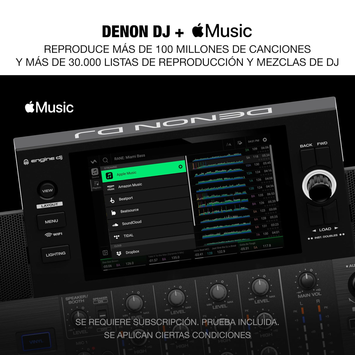 Denon DJ SC LIVE 4 Controlador DJ con separación de stems en 4 decks, streaming por wifi, altavoces integrados, compatible con Serato DJ y Virtual DJ