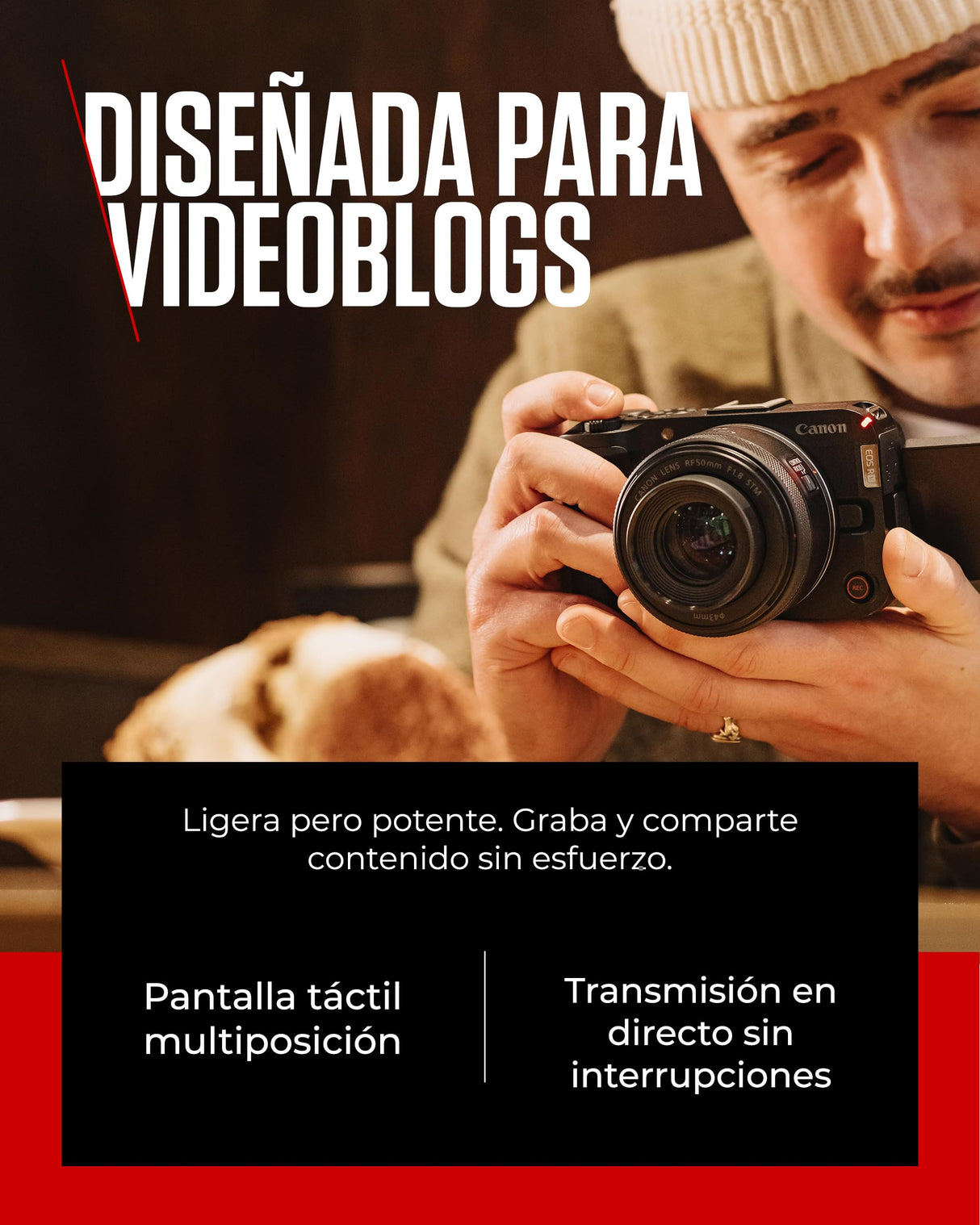 Canon EOS R50 V - (Cuerpo de Cámara) para Vlogging Compatible con Objetivos Canon RF | Creadores de Contenido, Vlogs y Viajes | Conexión por Bluetooth