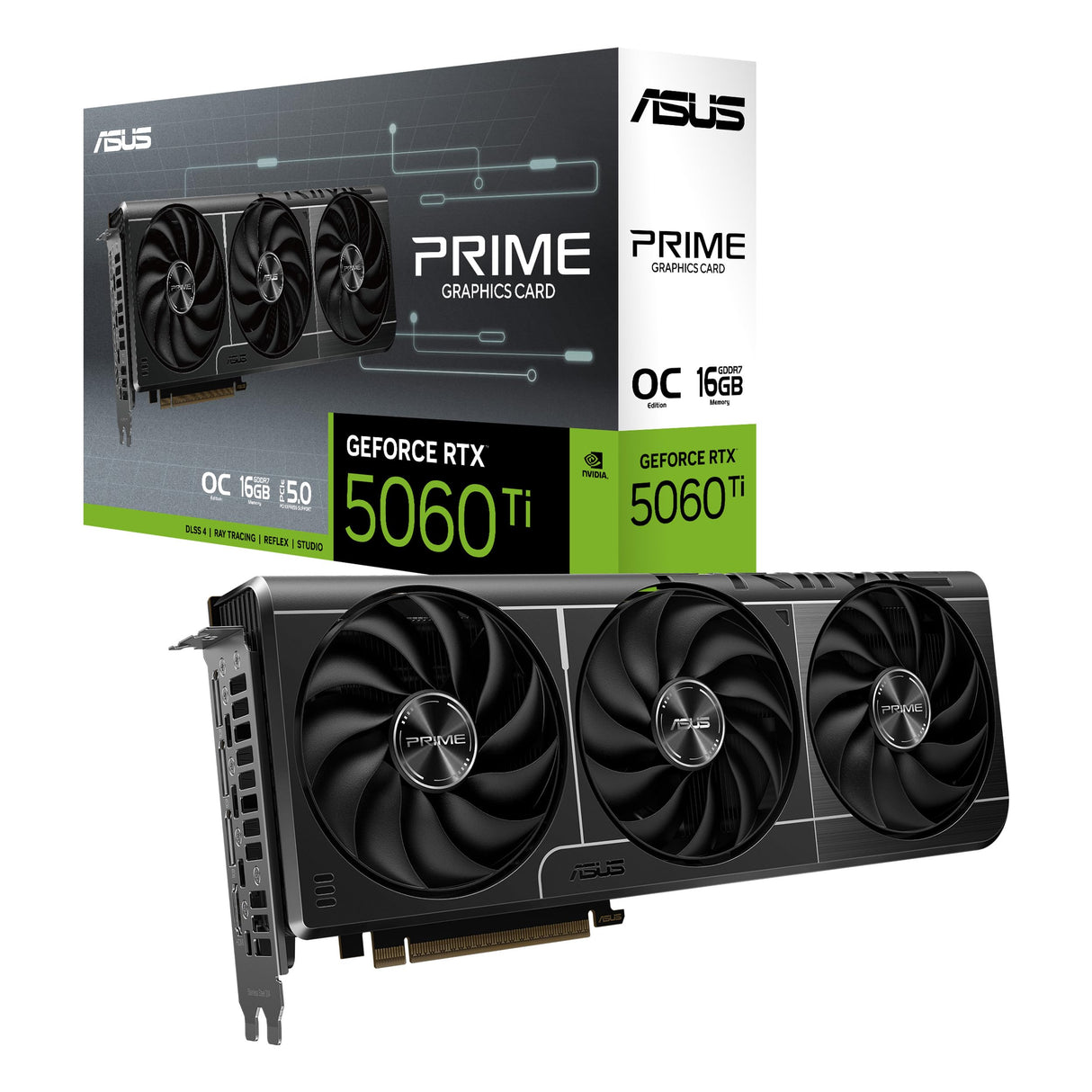 ASUS Prime GeForce RTX 5060 Ti 16GB GDDR7 - Tarjeta gráfica preparada para SFF (PCIe 5.0, 16GB GDDR7, HDMI/DP 2.1, 2.5 Ranuras, Ventiladores Axial-Tech, Dual BIOS)