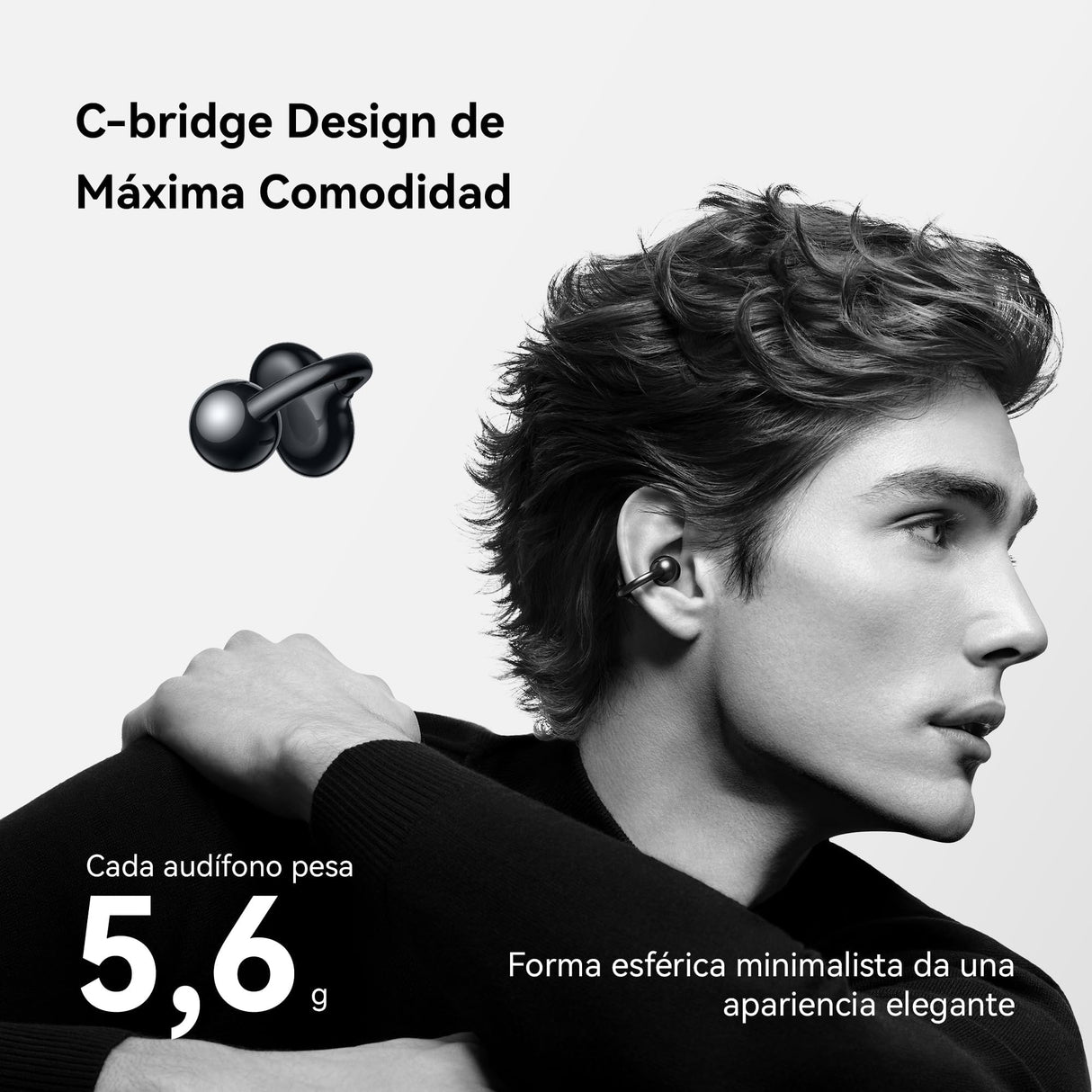 HUAWEI FreeClip,Auriculares Inalámbricos Bluetooth,Clip Innovador,Open-Ear,Gran Duración de Batería,Cancelación de Ruido en Llamadas por IA,Resistencia IP54 al Polvo y a Salpicaduras de Agua,Negro