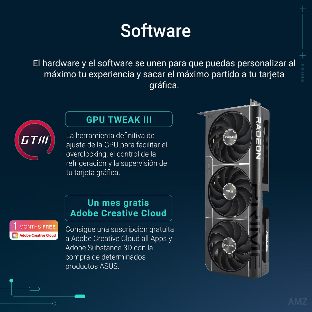 ASUS Prime Radeon RX 9060 XT 8 GB GDDR6 OC Edition, Tarjeta gráfica, PCIe 5.0, HDMI/DP 2.1, diseño de 2.5 Ranuras, Ventiladores Axial-Tech, rodamientos de Doble Bola, Doble BIOS, GPU Guard