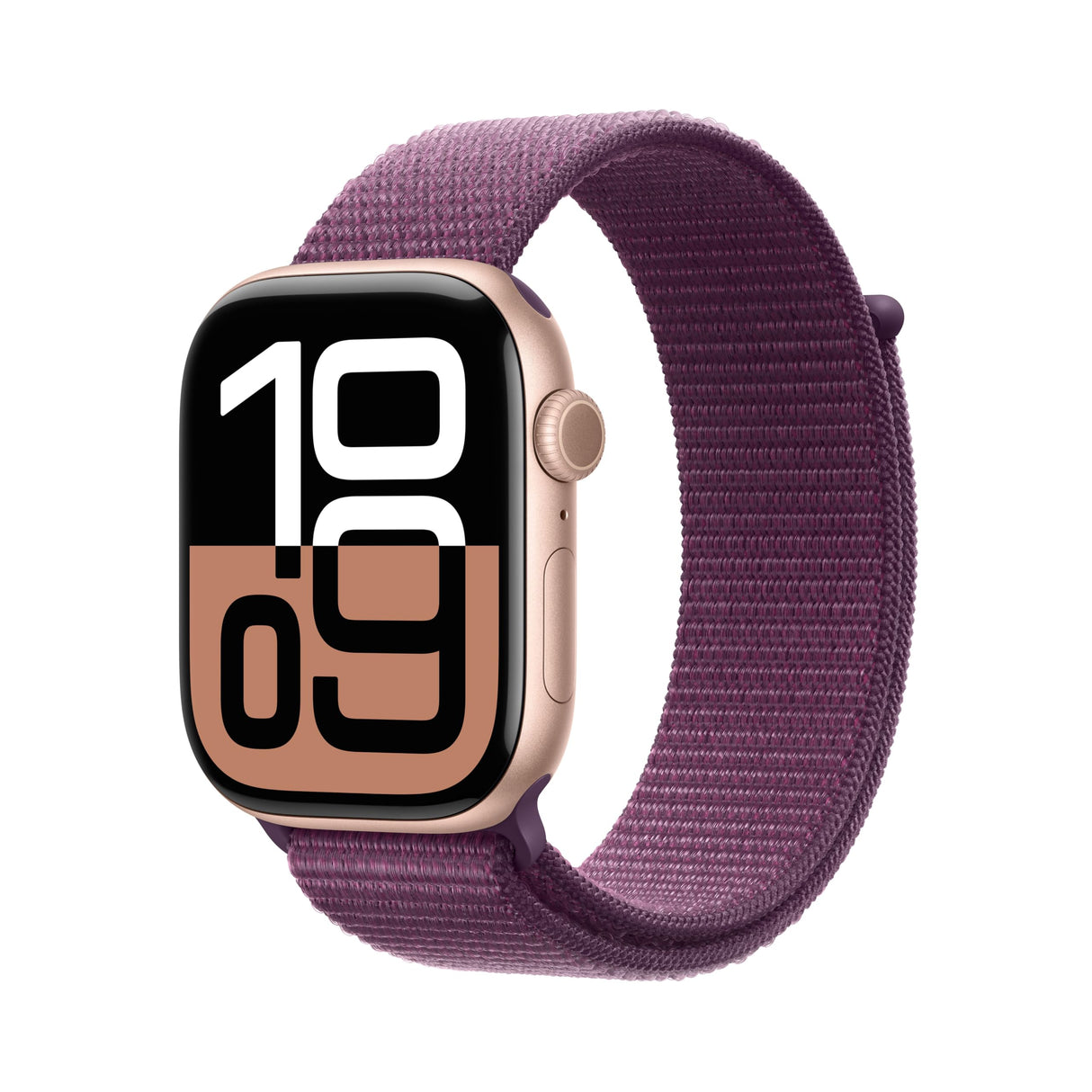 Apple Watch Series 10 GPS + Cellular Smartwatch con Caja de Aluminio Oro Rosa de 46 mm y Correa Loop Deportiva Ciruela - Talla única. Monitor de entreno, App ECG y Neutro en Carbono