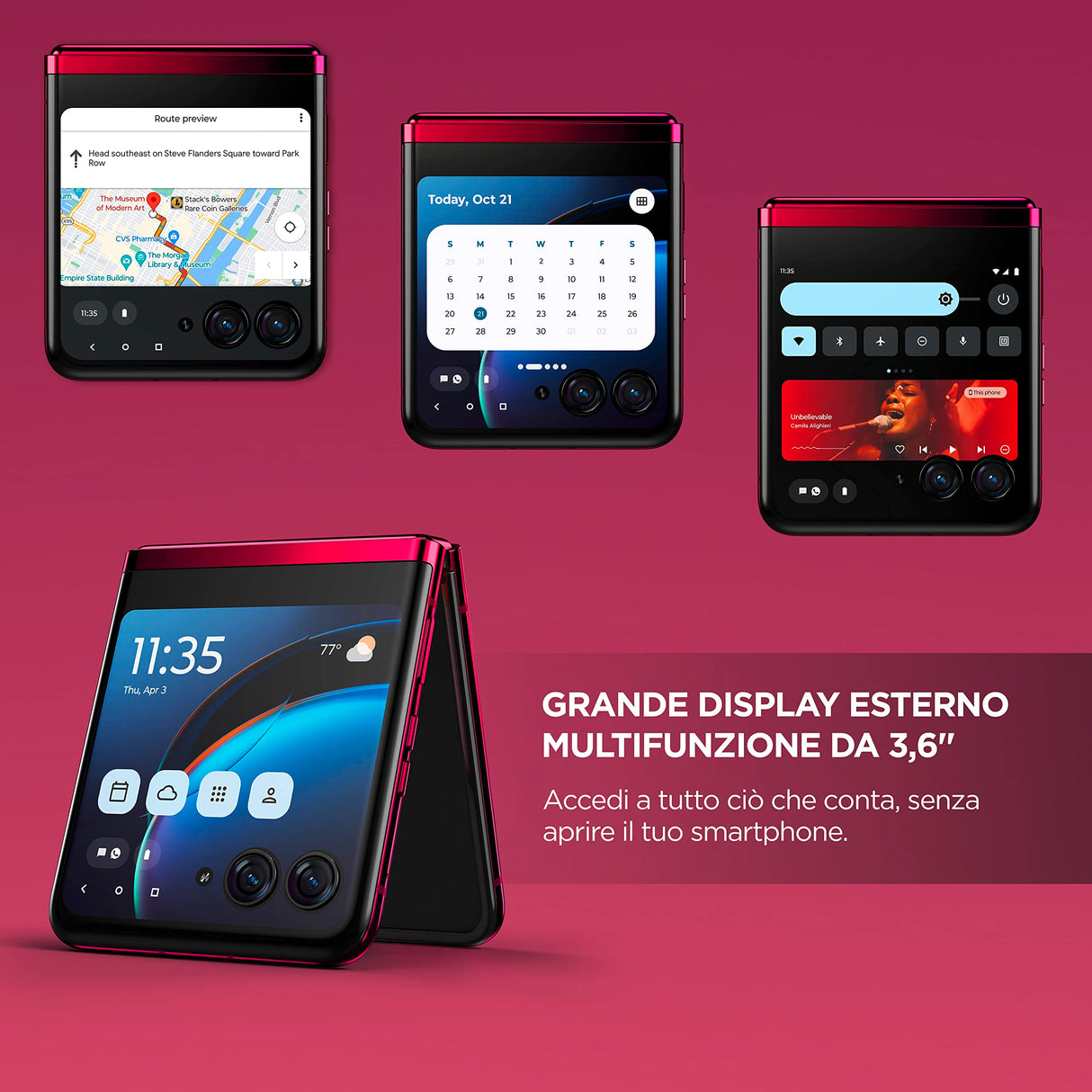Motorola RAZR 40 Ultra, 8/256GB, procesador Snapdragon 8+ Gen 1, diseño Plegable, cámara Flex View, batería de 3800 mAh con Carga rápida de 33 W, Dual SIM/eSim, Viva Magenta (Versión ES/PT)