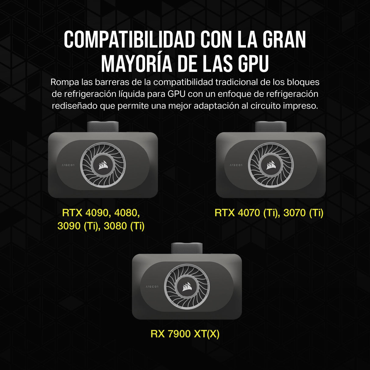 CORSAIR iCUE Link XG3 RGB Hybrid Bloque de Refrigeración Liquida para GPU - Refrigeración Personalizada Híbrida - Se Adapta a AMD RX 7900 XT(X) - Negro