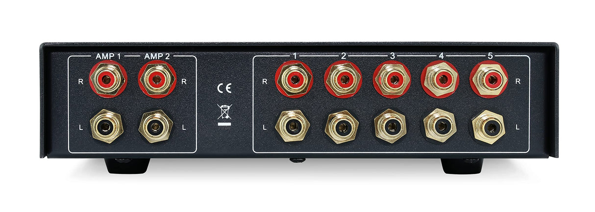 Dynavox AUX-S Pro - Conmutador de extensión de Entrada con 5 entradas RCA para Dos amplificadores estéreo y Envolvente, Color Plateado