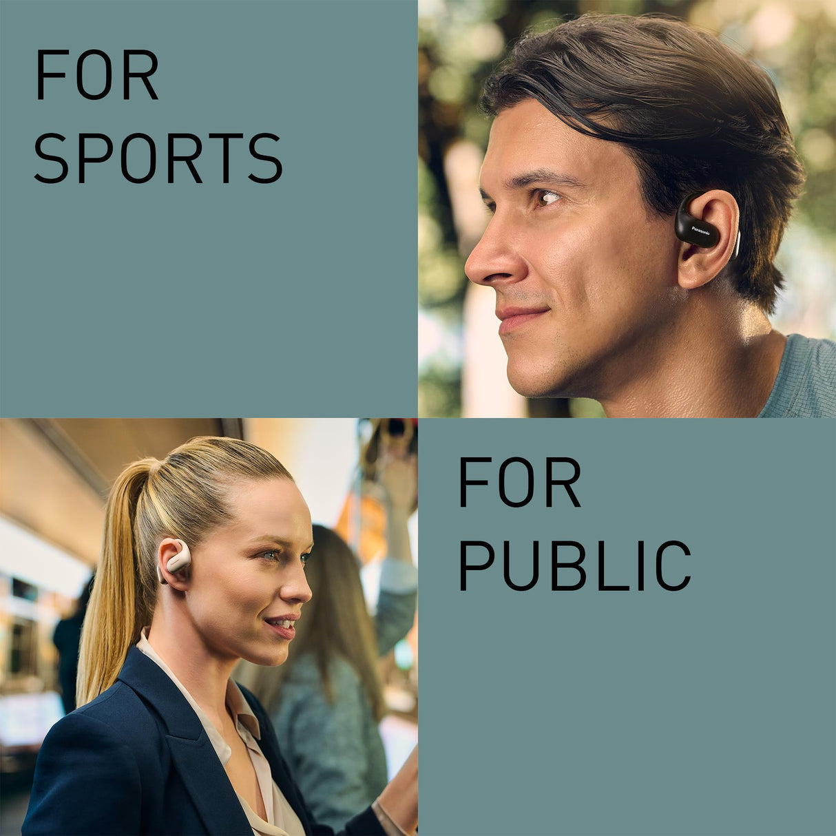 Panasonic RB-F10DE-K Audífonos inalámbricos de Oído Abierto, Audífonos Bluetooth con Micrófono ENC, 25 Horas De Reproducción, Bluetooth 5.4, IPX4, Controles Táctiles, Negro