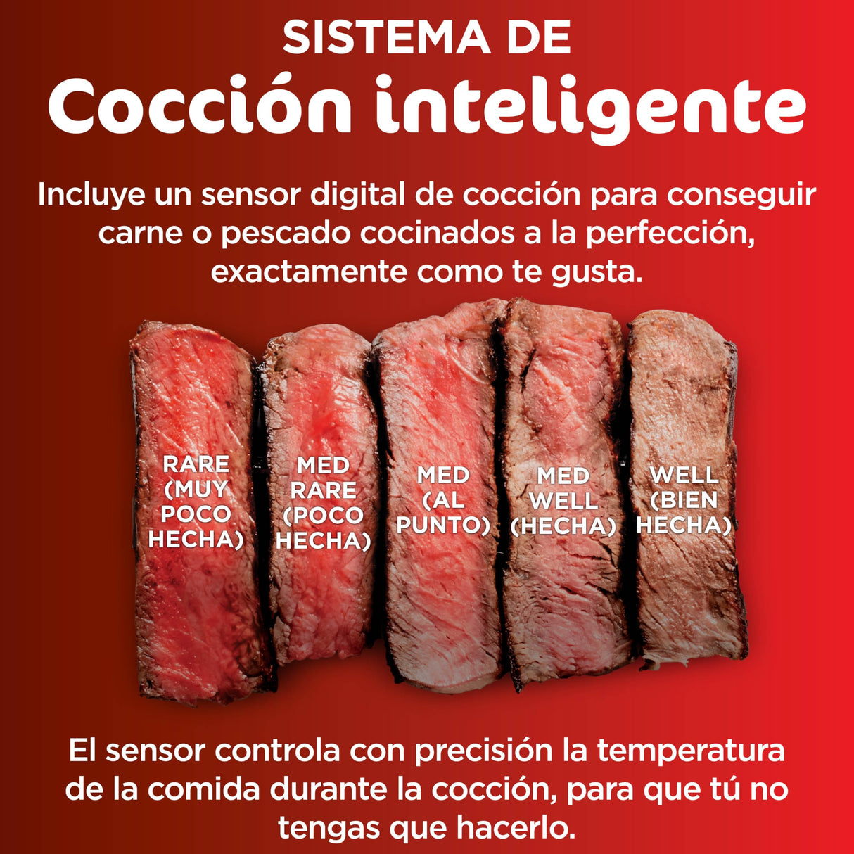 Ninja MAX 6 en 1 Freidora de aire y parrilla de interior, 6 funciones de cocción sin humo, cocina hasta 6 hamburguesas, capacidad de 3,8 l, incluye termómetro digital para carne, gris/plata, DG551EU