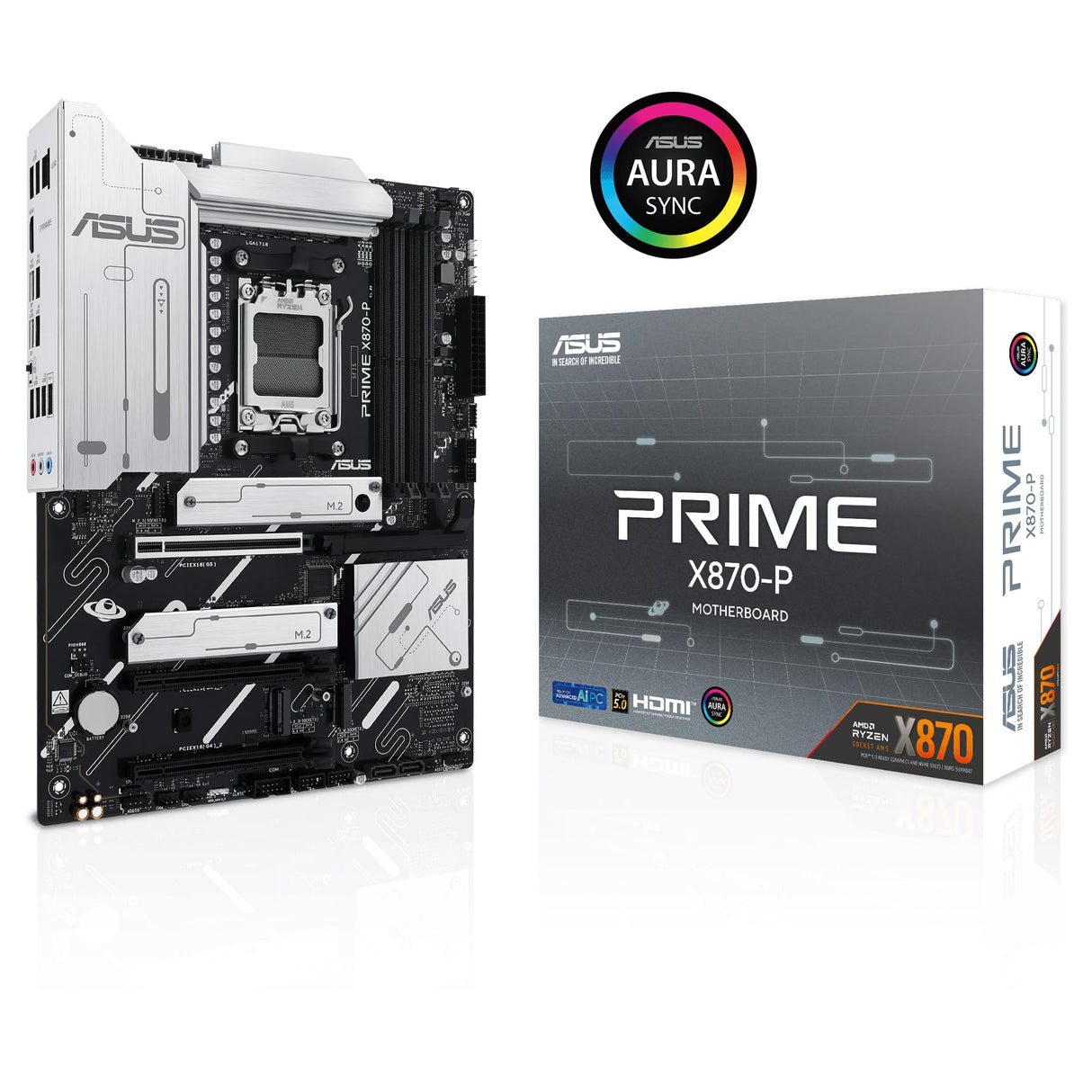 ASUS Prime X870-P - Placa Base AMD ATX, 14+2+1(80A) etapas de alimentación, PCIe 5.0 x16 Compatible con GPU de última generación, 4X M.2, DDR5, PCIe Q-Release