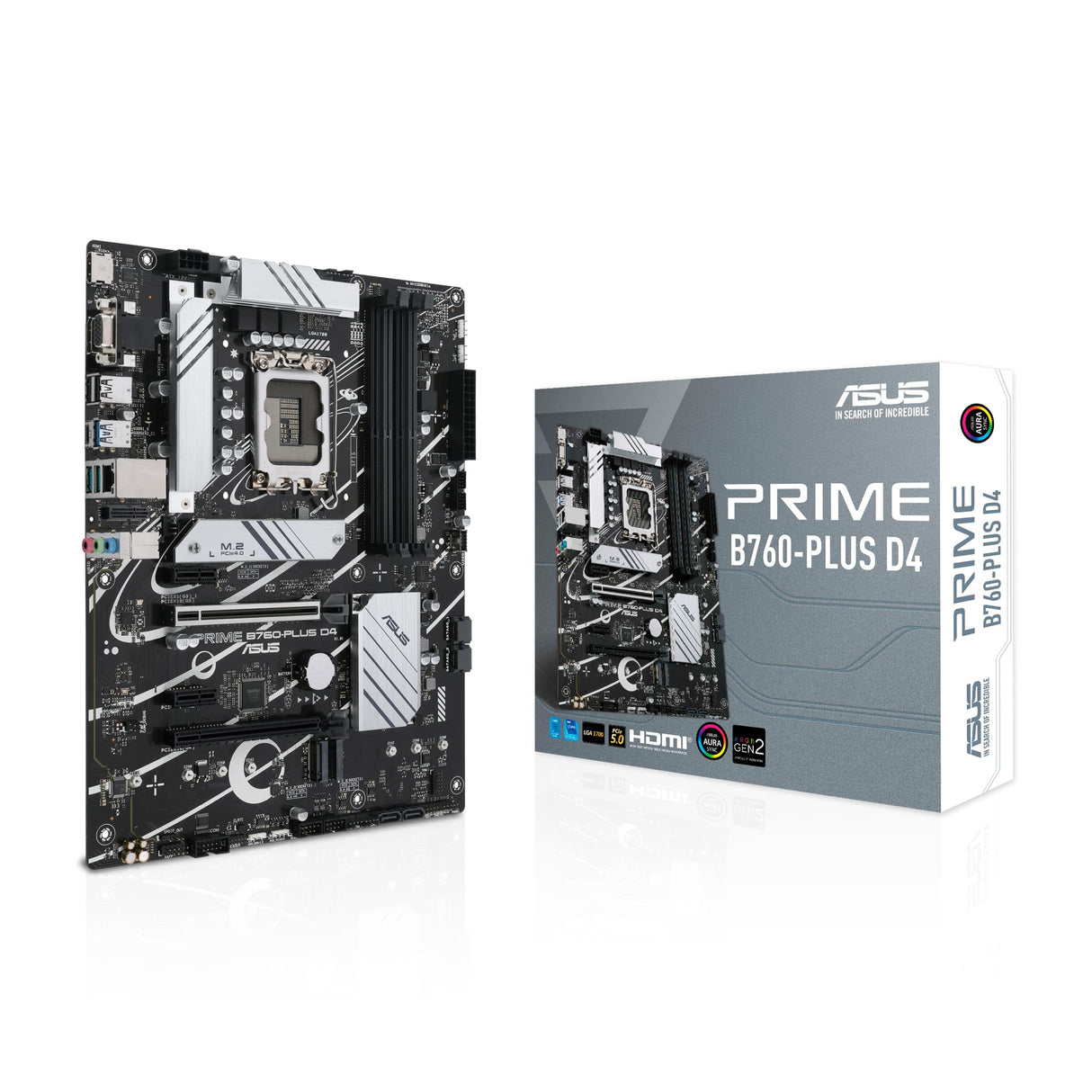 Asus Prime B760-PLUS D4 - Placa Base ATX Intel B760 LGA 1700, PCIe 5.0, Tres PCIe 4.0 M.2, DDR4, 2.5Gb Ethernet, SATA 6 Gbps, USB 3.2 Type-C Gen 2x2, Gen 1, Thunderbolt, Aura Sync