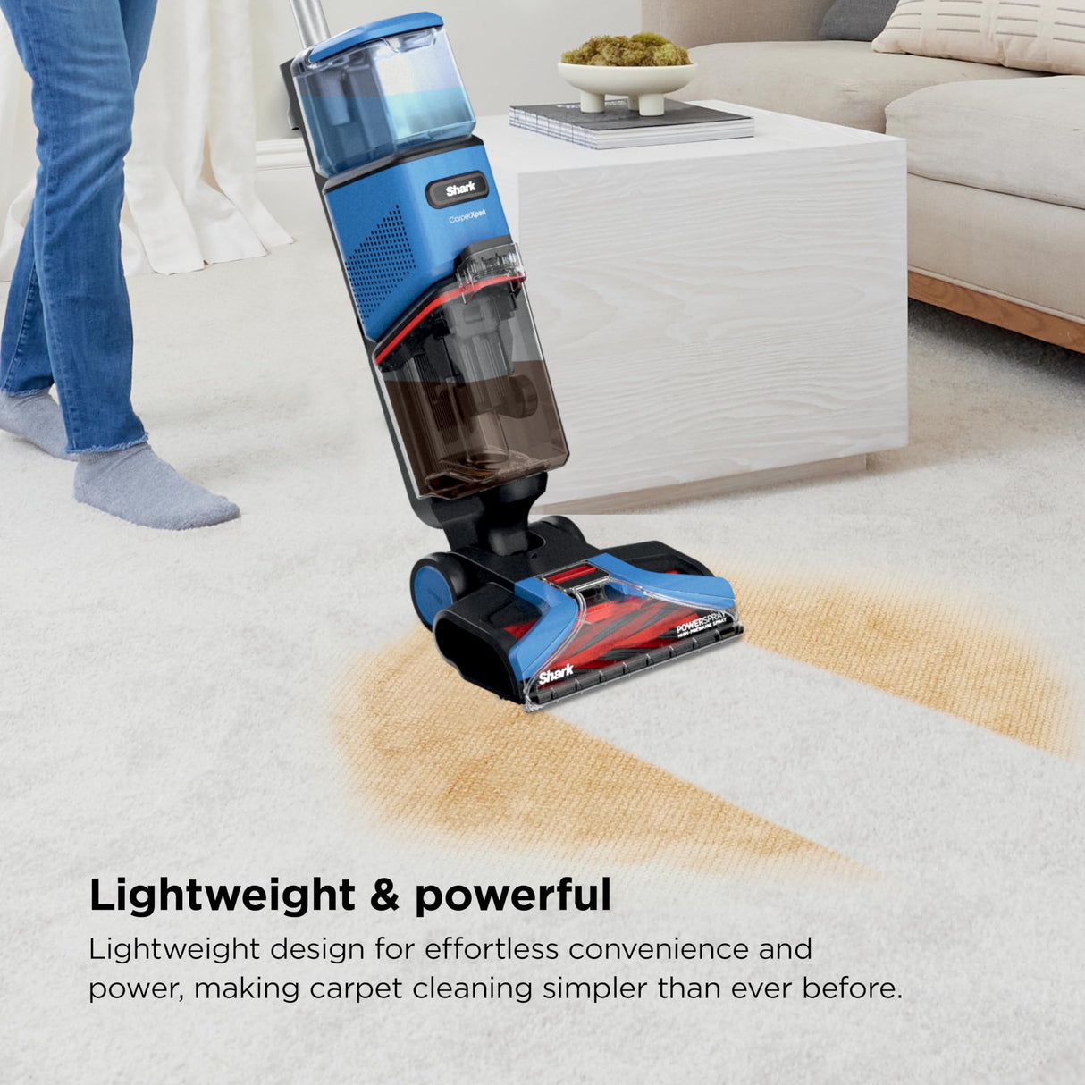 Shark EX121BRN CarpetXpert, limpiador de alfombras vertical para mascotas, limpieza profunda y eliminación de suciedad y suciedad, champú de alfombras, azul