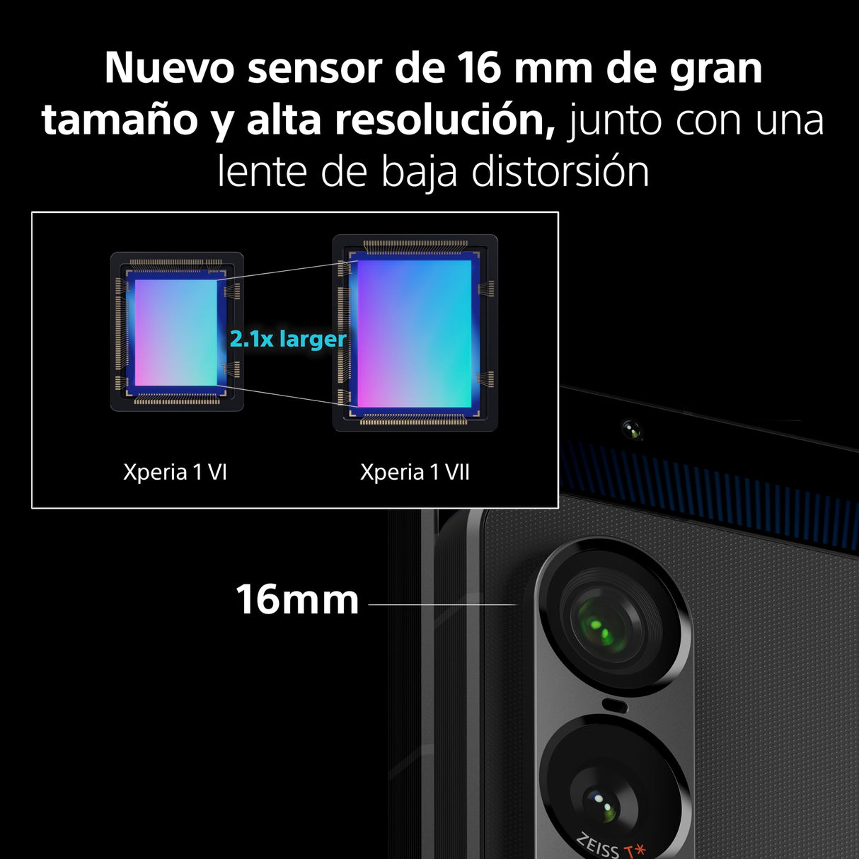 Sony Xperia 1 VII 6.5" 19.5:9 FHD+ HDR OLED, 120Hz, Lente Triple, 3.5 mm Audio Jack, Android 15, SIM Libre, 12GB RAM, 256GB Almacenamiento, Protección IP65/68, Dual SIM Hybrid, Negro Pizarra