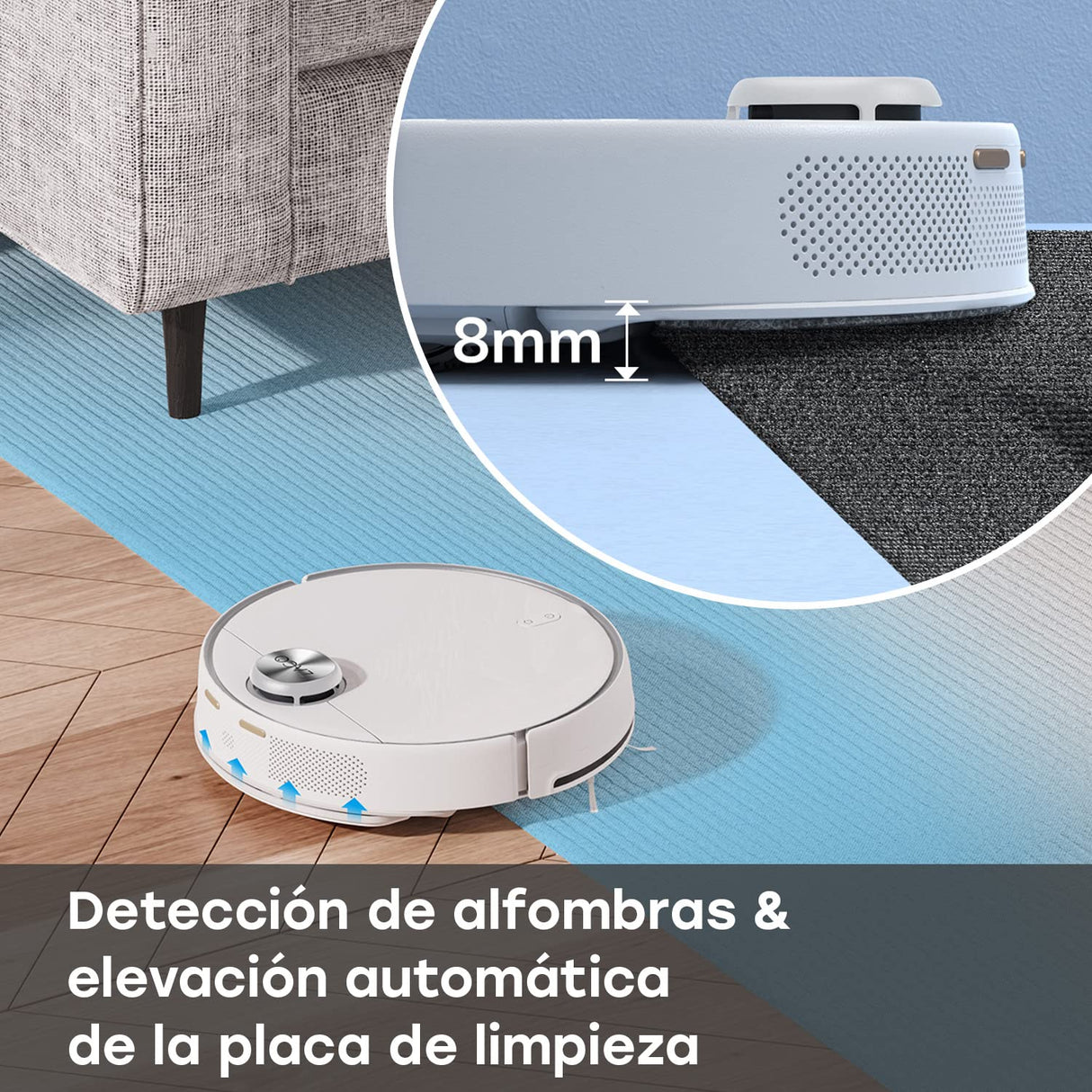 ZACO M1S Robot Aspirador y fregasuelos con estación de autovaciado, navegación láser y detección de obstáculos, depósito de Agua Dulce de 4L, App, mapeo, 180 min, con detección de alfombras