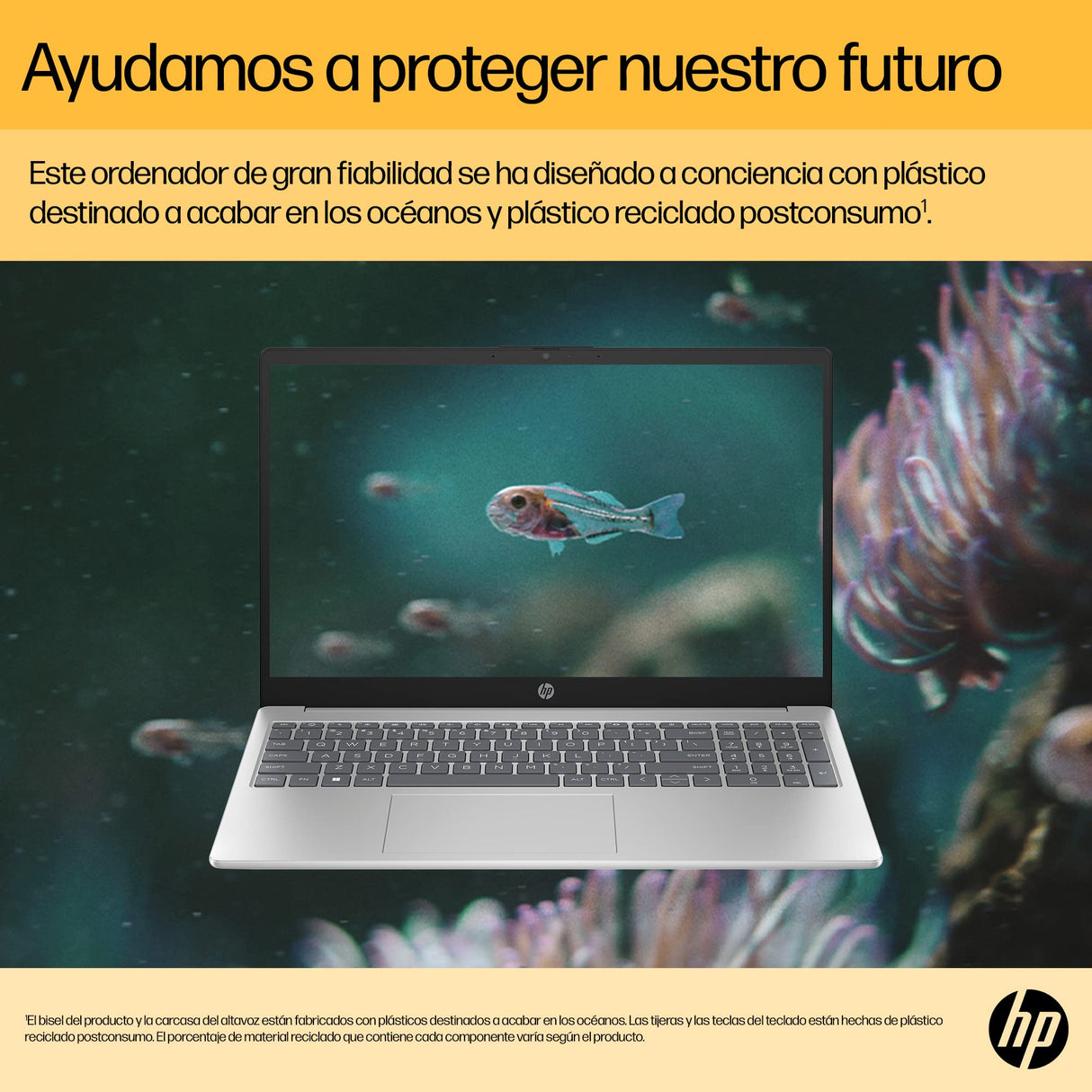 HP - Ordenador portátil de 15.6" FHD (AMD Ryzen 5-7520U, 16 GB RAM, 1TB SSD, AMD Radeon Graphics, Sin Sistema operativo) Plata y Azul - Teclado QWERTY Español