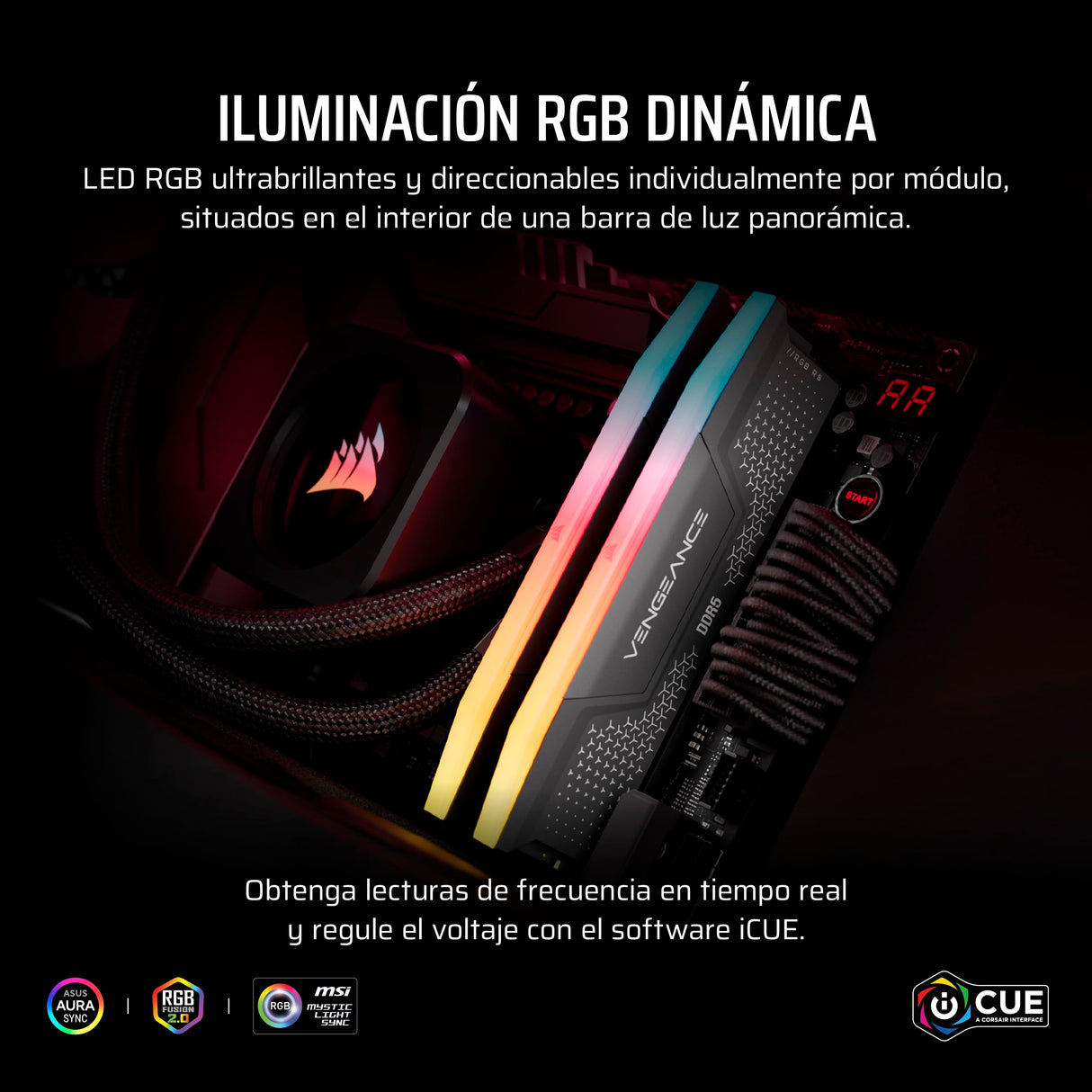CORSAIR Vengeance RGB RS DDR5 64GB (2 x 32GB) hasta 6000MHz AMD Intel RAM