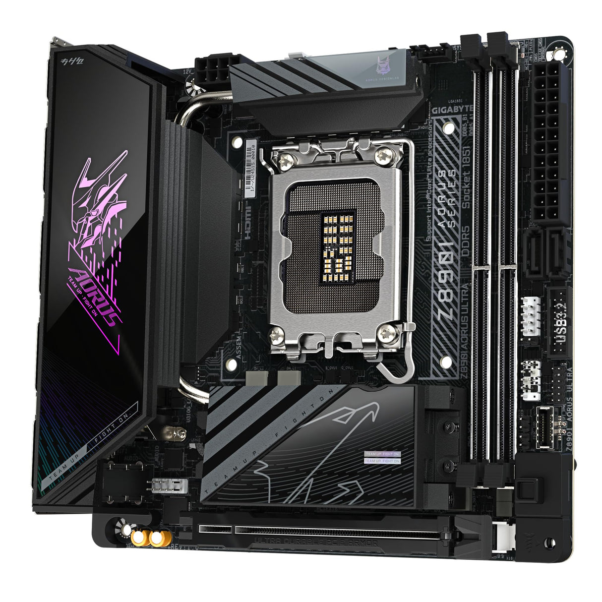 GIGABYTE Placa Base Z890I AORUS Ultra - Compatible con procesadores Intel Core Ultra (Serie 2), 8+1+2 Fases VRM, hasta 8800MHz DDR5 (OC), 1xPCIe 5.0 + 1xPCIe 4.0, Wi-Fi 7, LAN 2.5GbE, Thunderbolt 4