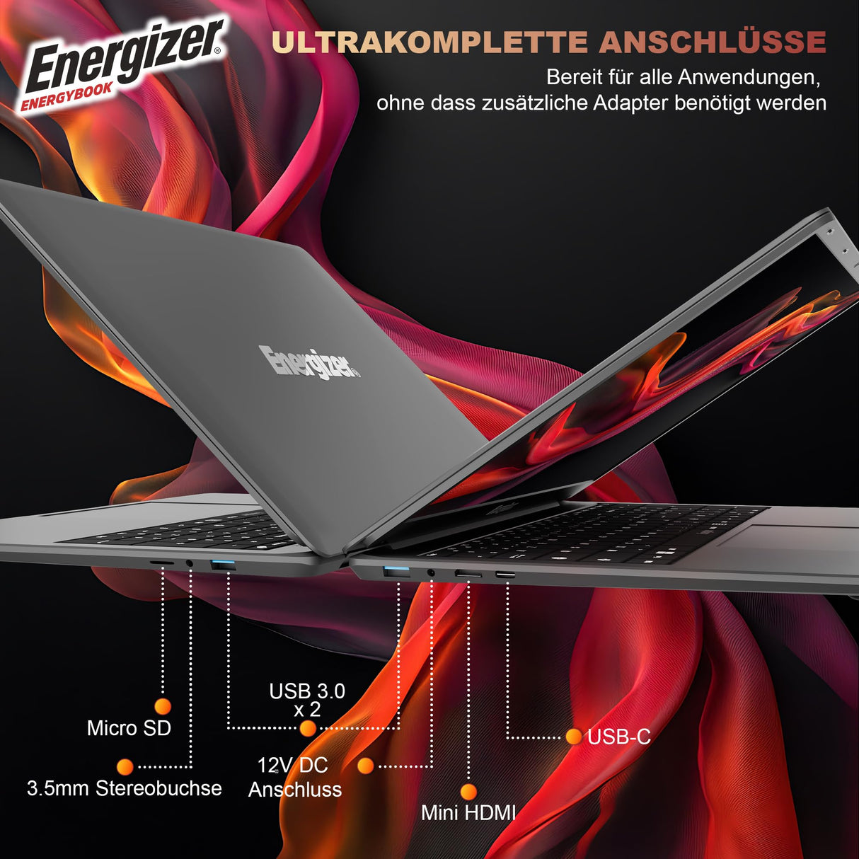 Energizer EnergyBook: portátil de 17,3'' HD+, Intel Celeron, 4 GB de RAM, SSD de 128 GB, gráficos UHD, Windows 11, Teclado QWERTY (Interno), USB 3.0, HDMI