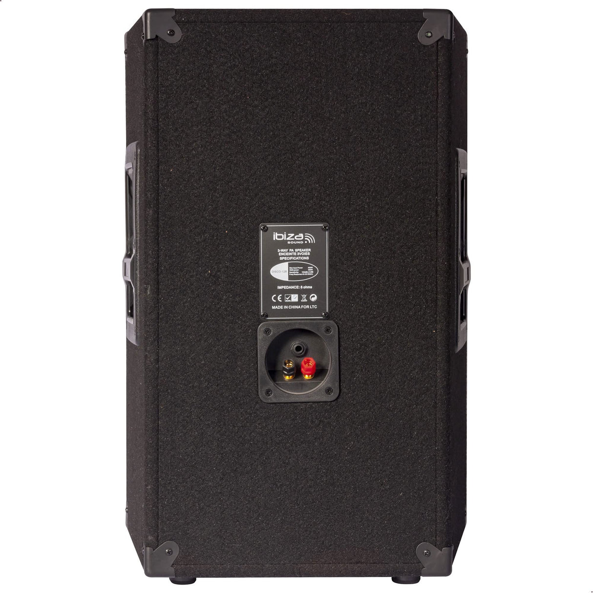 Ibiza - DISCO15B - Altavoz trapezoidal pasivo de 3 vías con controlador de graves de 15"/38cm - 700W - Negro